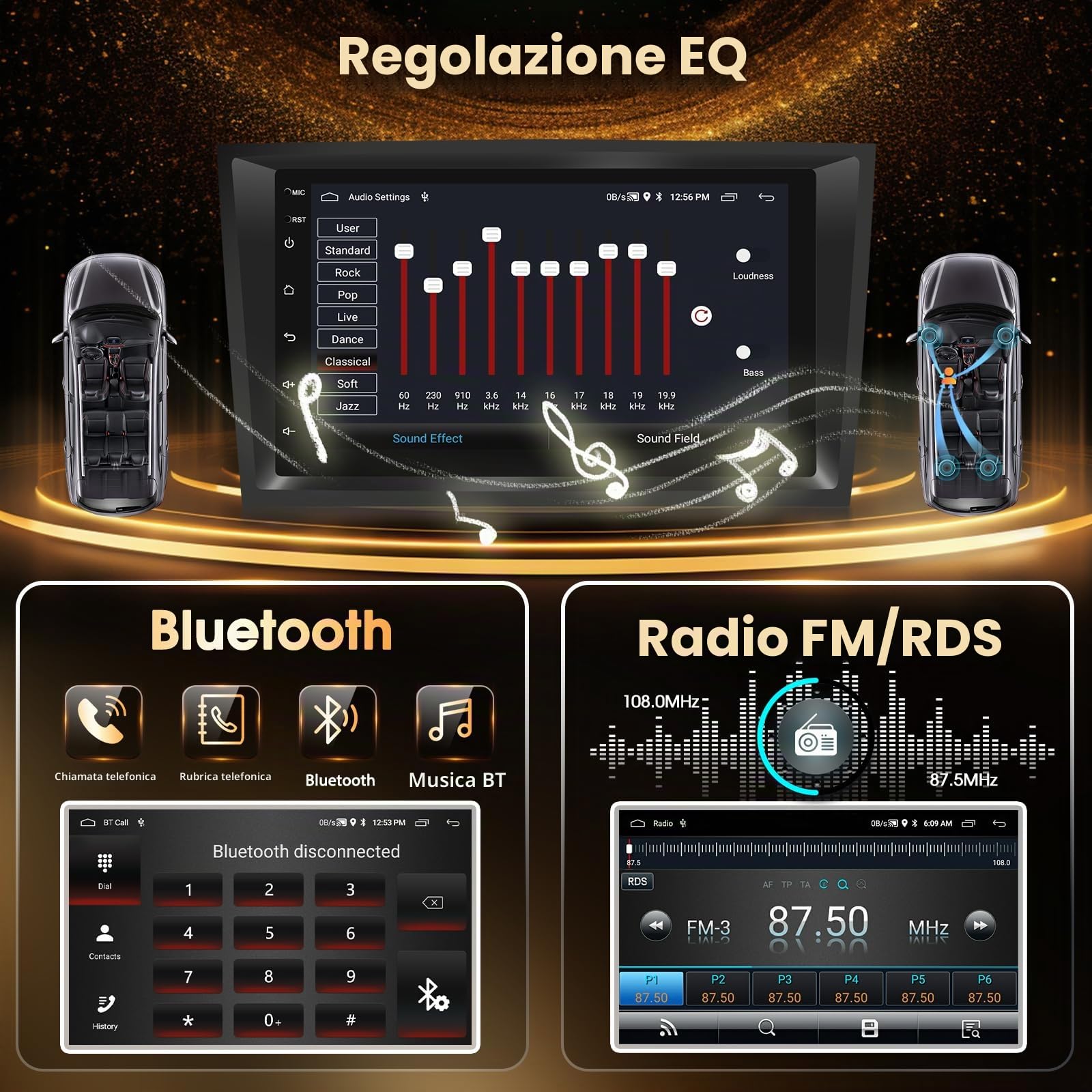 Autoradio Android 15 Motorsi per Opel Astra Antara Corsa Zafira Meriva Vivaro Combo Signum Tigra Twin Top, IOS Carplay 2+64G Anroid Auto Radio 2 Din Car Stereo con GPS WiFi EQ Bluetooth Obd2 DVR DAB+