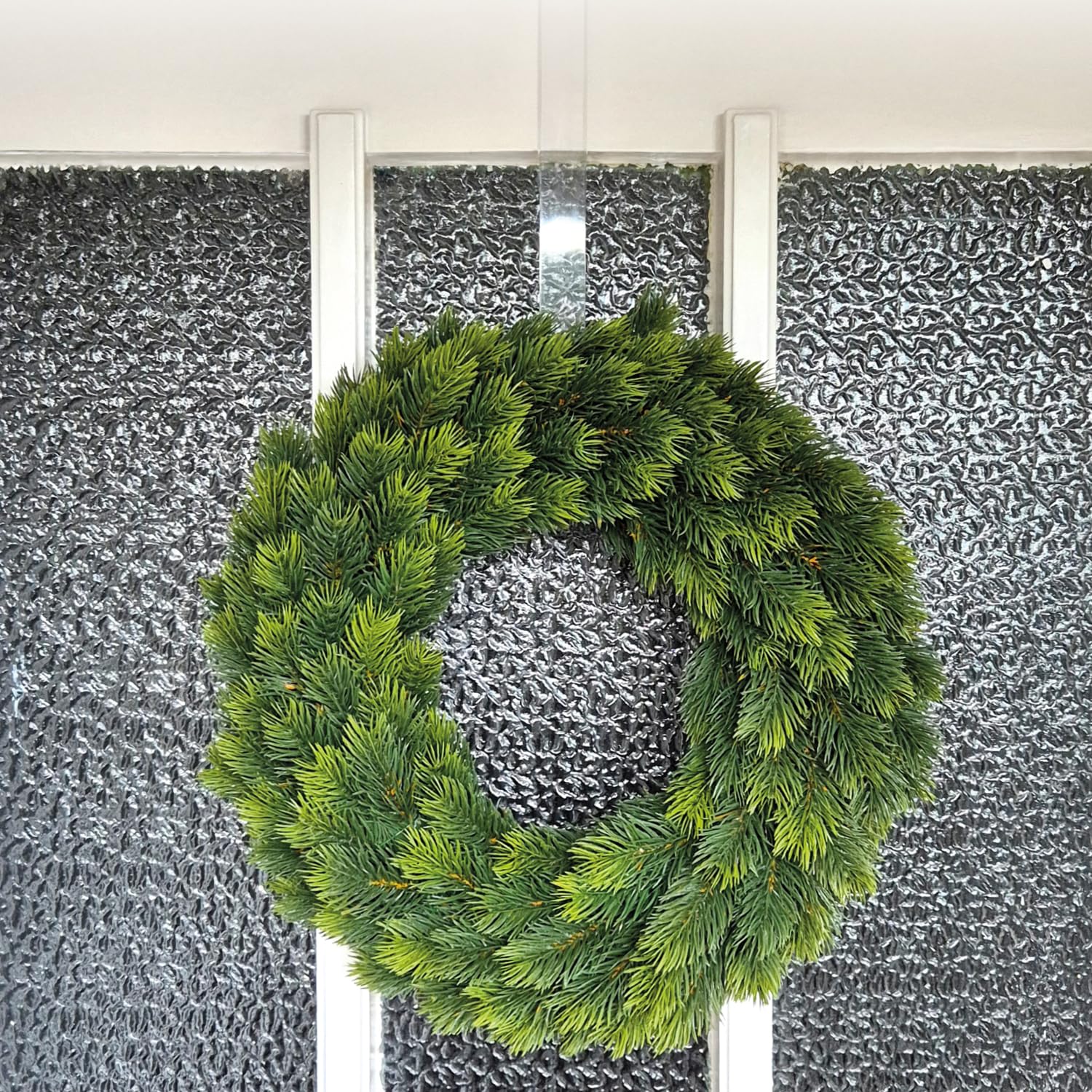 com-four® 2x door hooks made of sturdy plastic, 26.5 cm and 28 cm hooks for door wreaths and decoration - Image 2