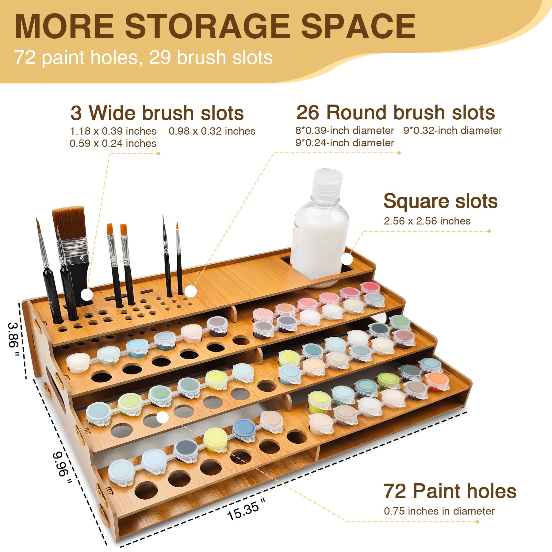Bougimal Peinture par Numéros Organiseur, Rangement pour 78 Pots et 35 Pinceaux, Accessoires et Outils pour Kits de Peinture par Numéros pour Adultes