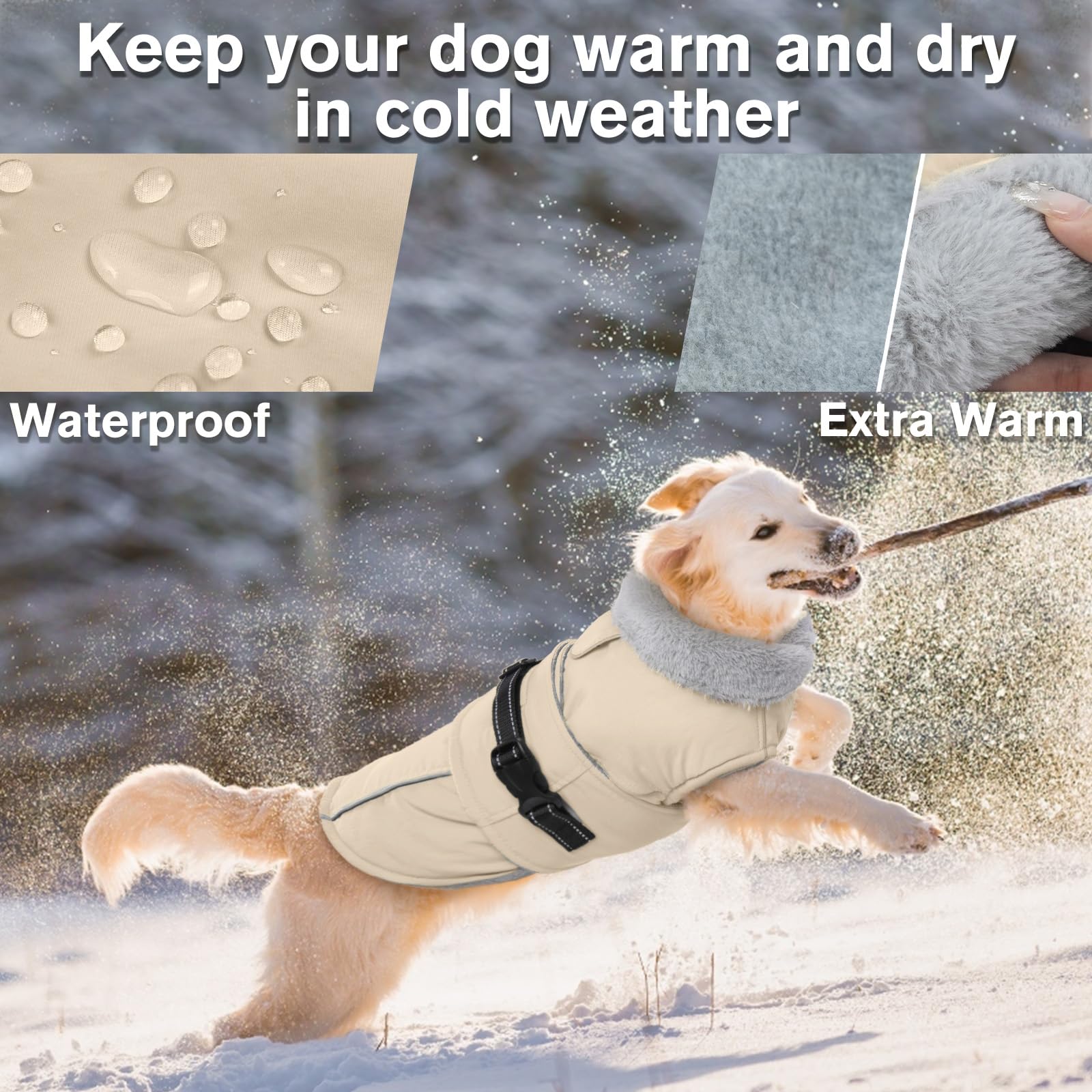 Lelepet Warm Coats and Jackets for Dogs Waterproof Winter Dog Coat for Cold Weather Reflective Dog Puffer Jacket - Image 2