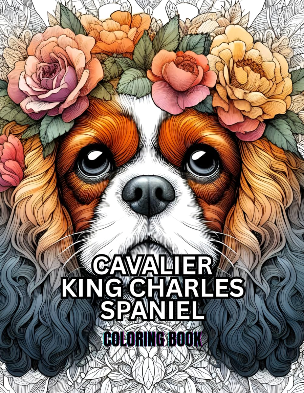 Cavalier King Charles Spaniel Coloring Book: Grayscale Coloring Book for Dog Lovers
