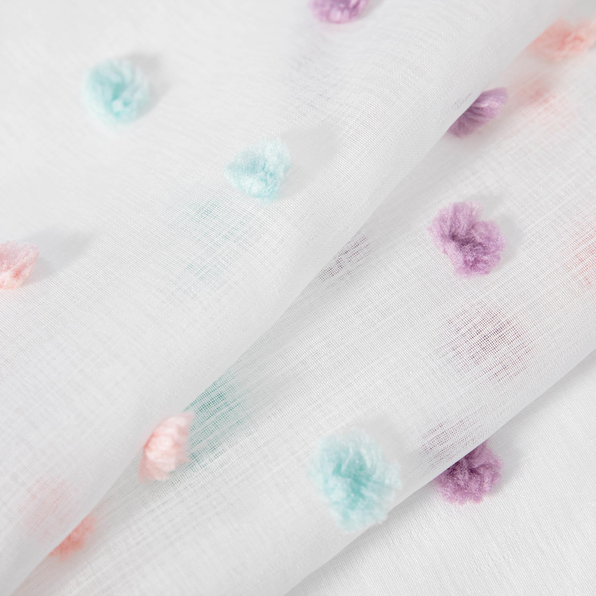 MYSKY HOME Lot de 2 rideaux avec ruban fronceur Voile transparent Rideaux pour chambre d'enfant Rideaux arc-en-ciel pour salon Moderne broderie transparente Dekoschal pour chambre à coucher, H 215 x L