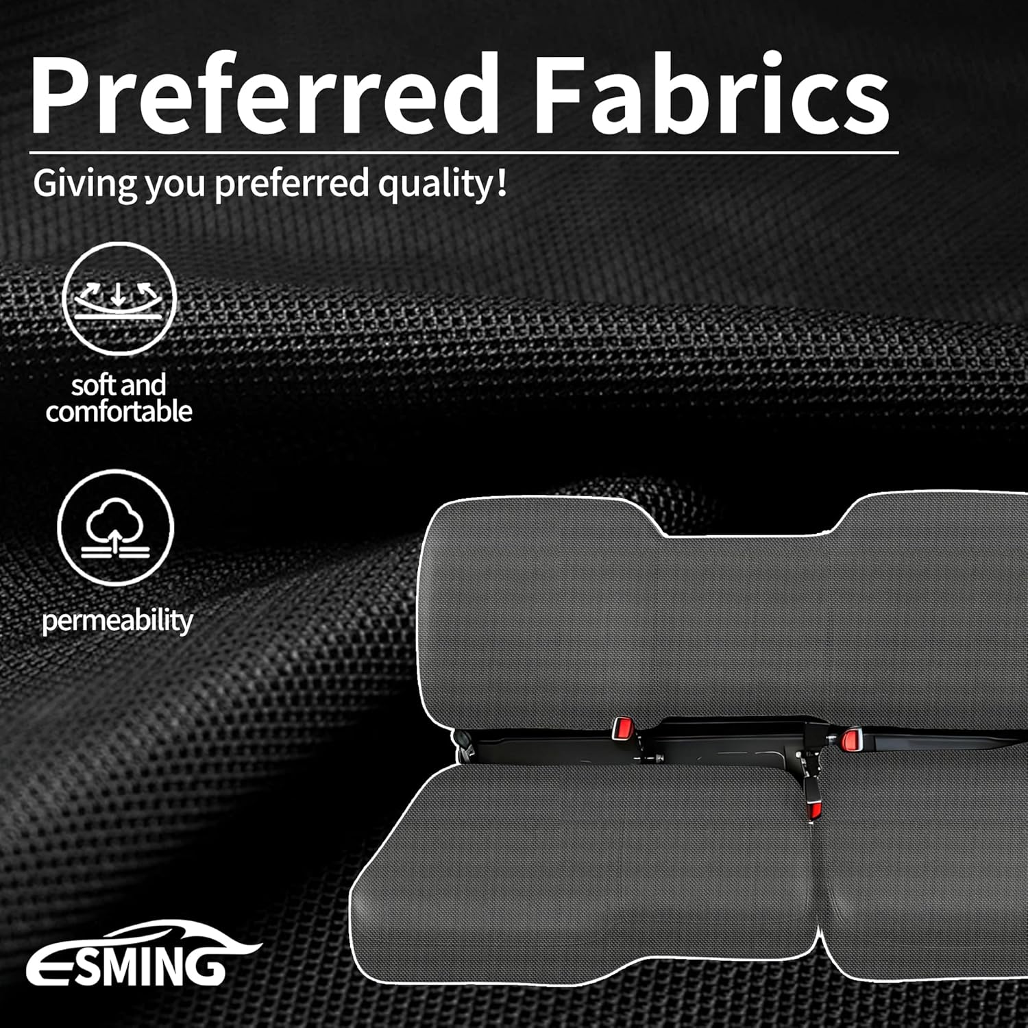 ESMING 1680D UTV Seat Covers for Polaris Ranger 1000 2020 2021 2022 2023 2024 2025 for Polaris Ranger XP 1000 2017 2018 2019 2020 2021 protector accessories, Waterproof Heavy Duty Oxford Fabric -Black