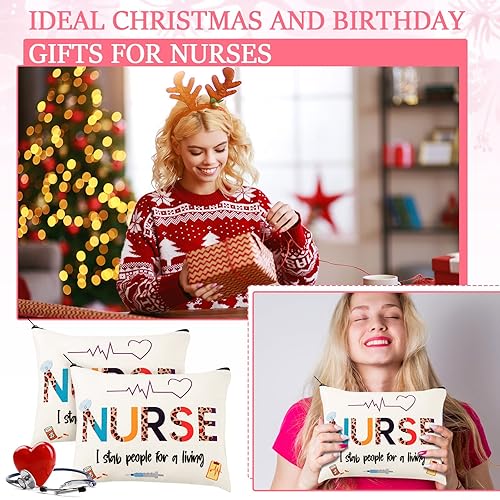 Miniatura 5 de 24 bolsas de maquillaje de regalo de agradecimiento de enfermería para mujeres, bolsa de cosméticos de lona, para enfermeras, médicos, regalos de