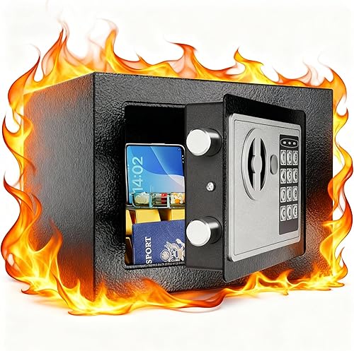 Grimtron Caja fuerte pequeña - (1.2 pies cúbicos) Mini caja de dinero con cerradura de combinación para niños, caja de medicina para abuela,