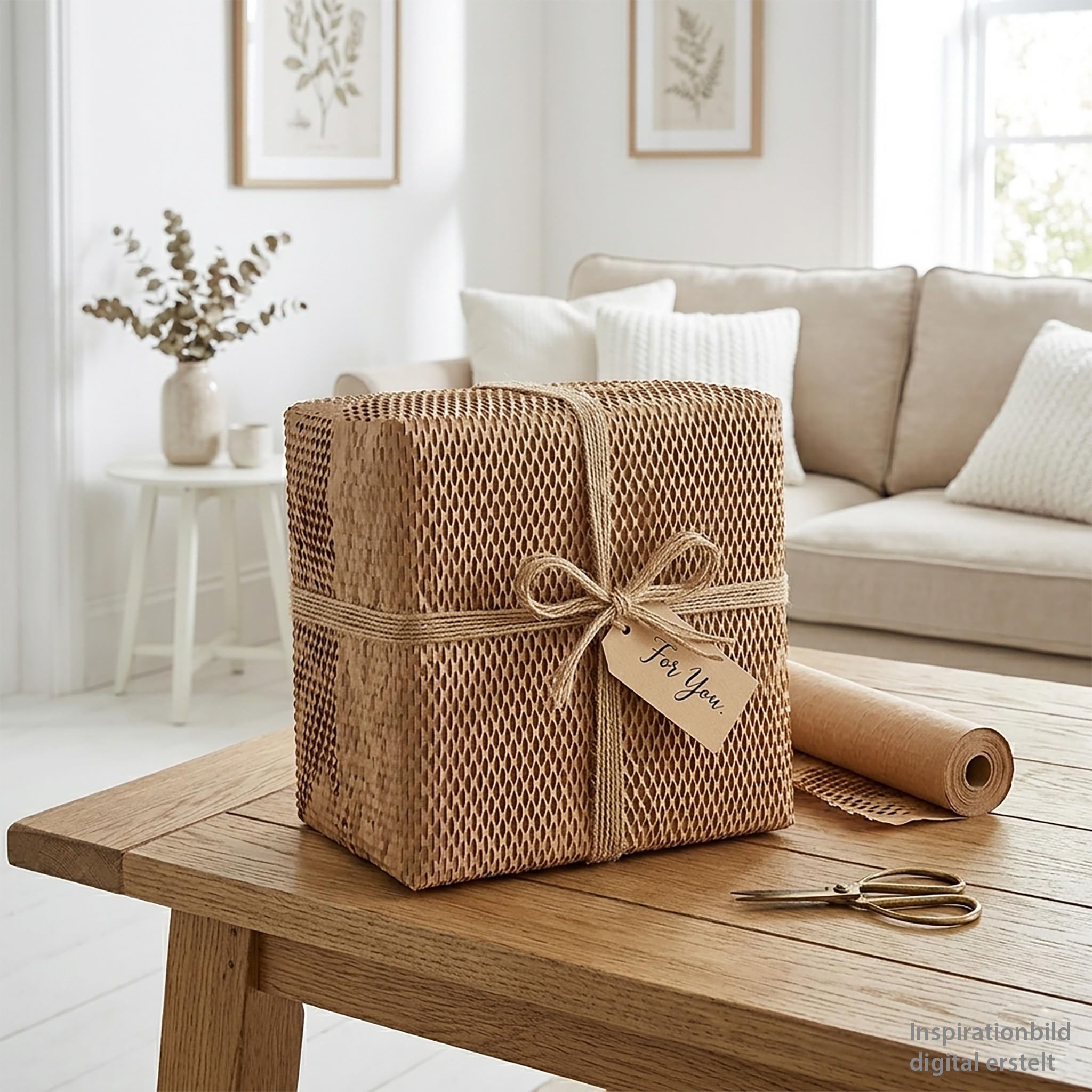 Rouleau de papier nid d'abeille 50 cm x 25 m - Papier d'emballage 80 g/m² - Comme matériau de remplissage pour emballage cadeau - Papier de protection pour expédition - Rembourrage floral - Papier