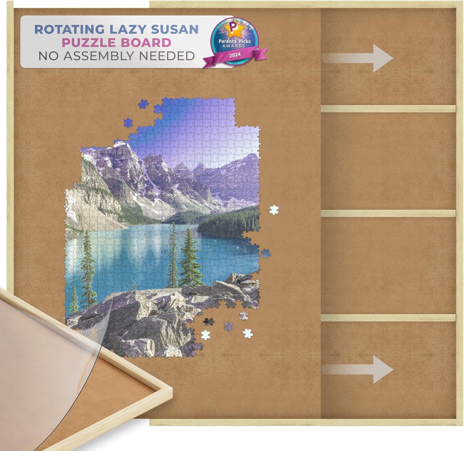 1000 Piece Wooden Jigsaw Puzzle Board - 4 Drawers, Patent Pending Design - Rotating Puzzle Table | 84.163.2x5.6 cm Jigsaw Puzzle Tables | Puzzles Cover & Lazy Susan| Portable Puzzles Tables for Adults 1000 Pieces