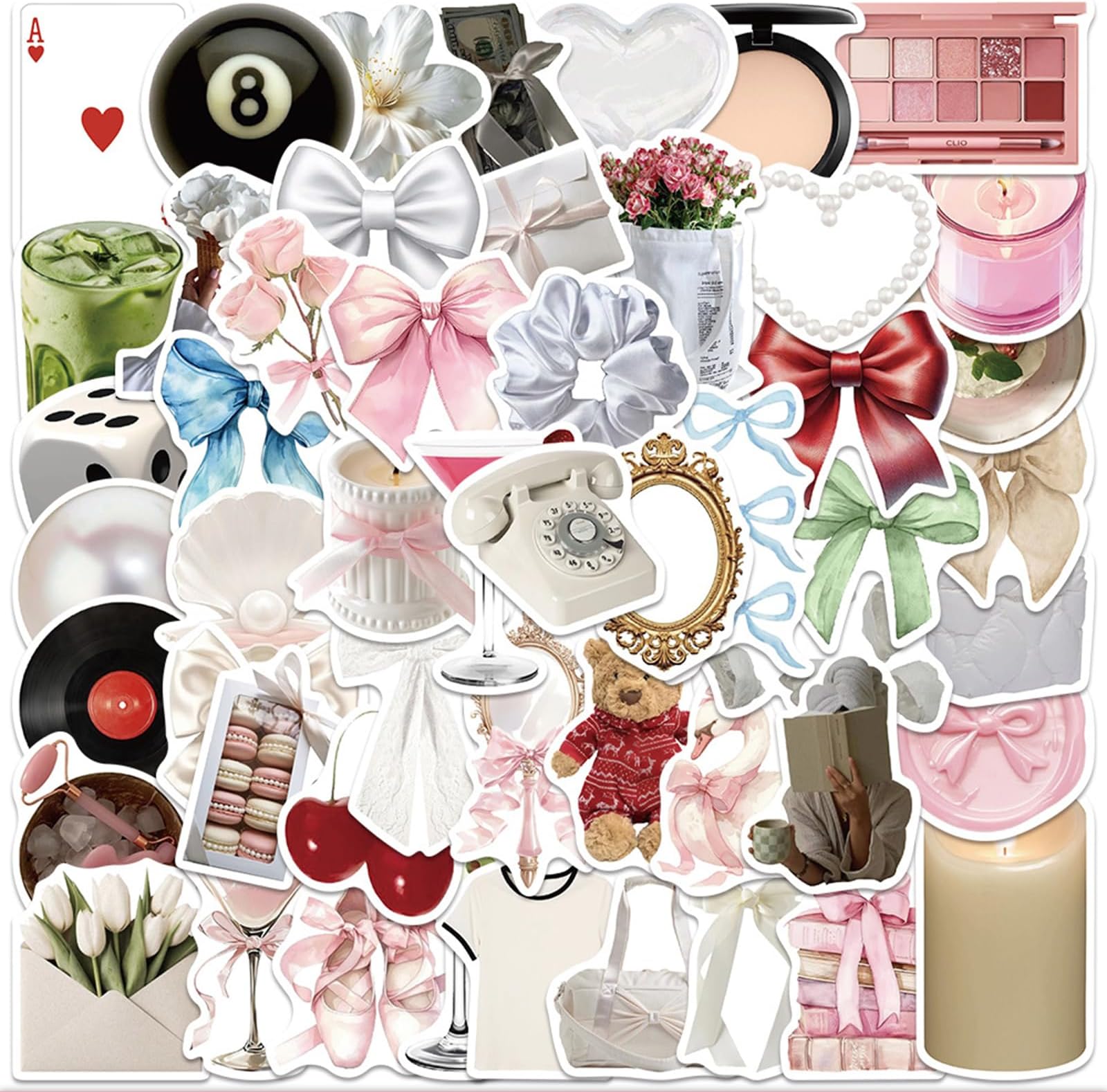 – 52PCS Aesthetic Stickers, Bookish Stickers, Vinyl Decals for Kindle, Water Bottle, Laptop, Scrapbooking and Journaling.