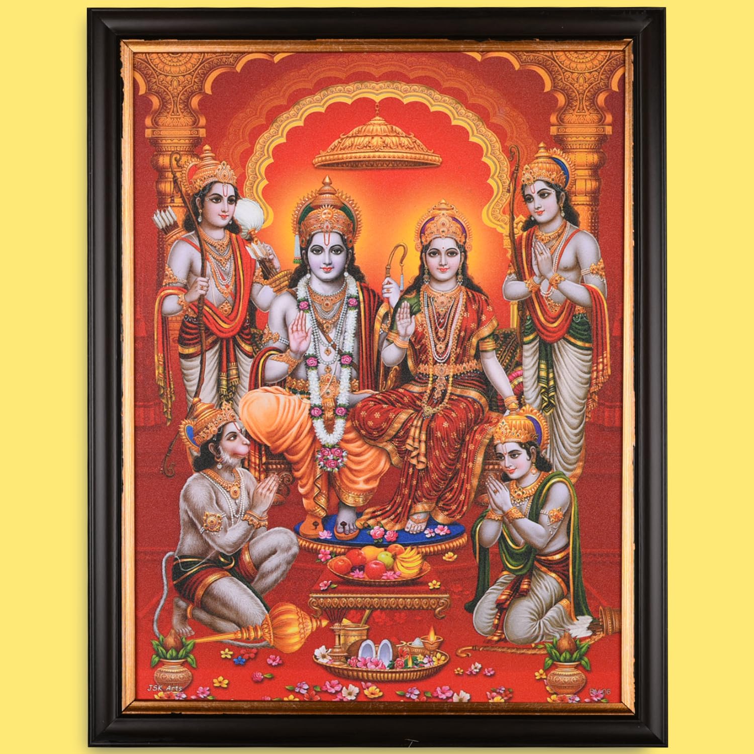 INSPIRING BRUSH Shri Ram Darbar Photo Frame Big Size, Ram Sita Laxman Hanuman Photo Frame (Size : 14 Inch x 20 Inch)