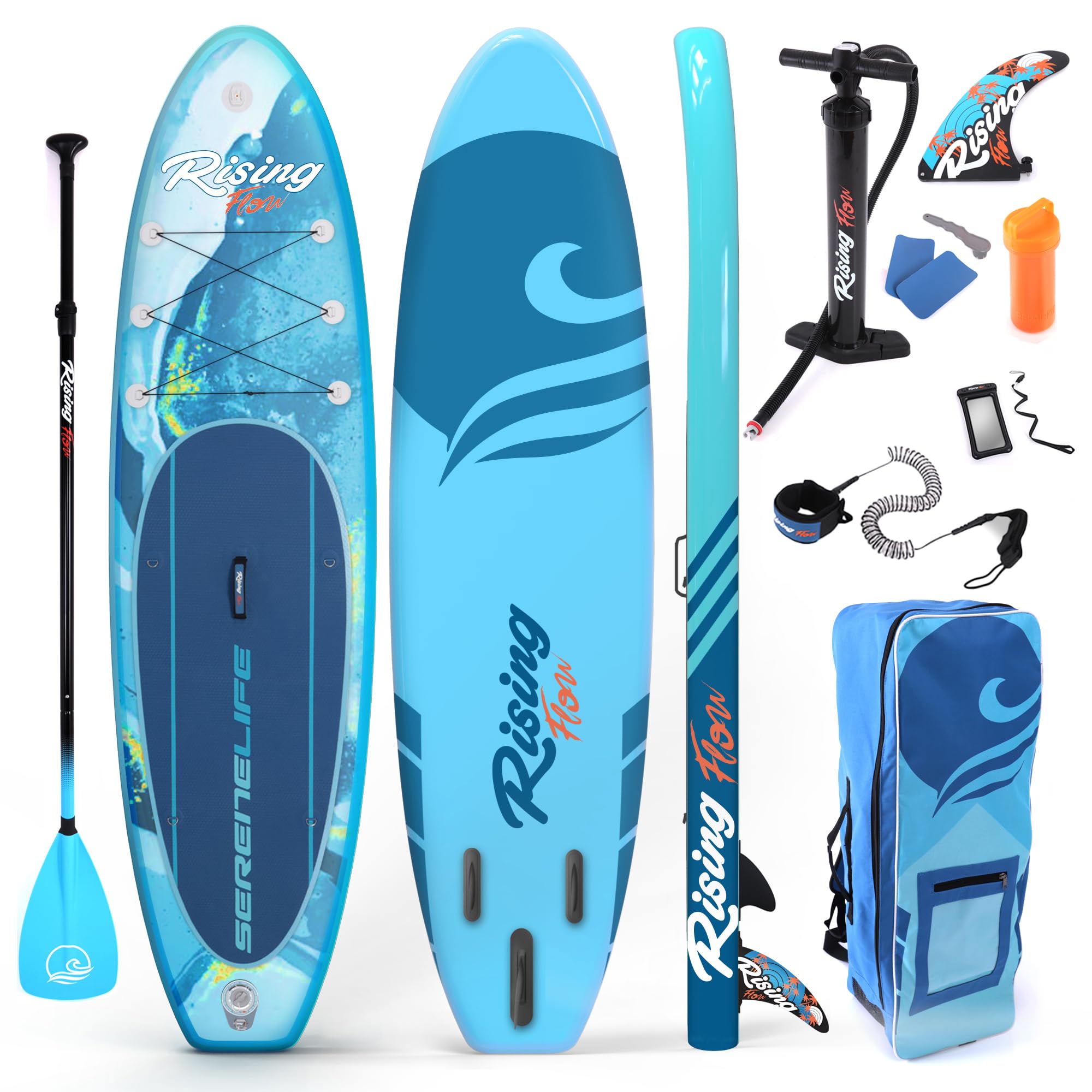 SereneLife Inflatable Stand Up Paddle Board with Premium SUP Accessories – Wide Stable Design with Non-Slip EVA Deck Pad for Adults and Youth of All Skill Levels