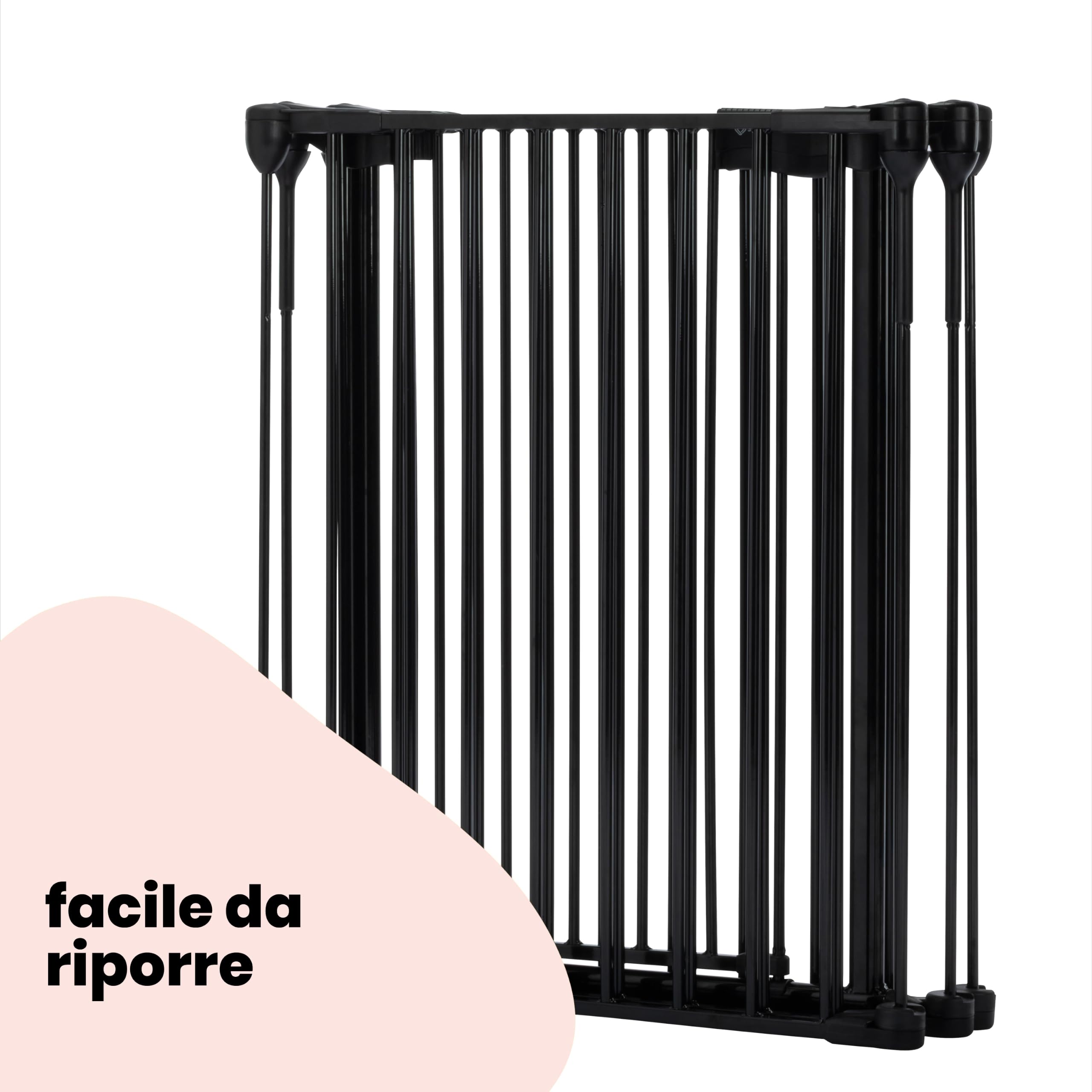 Safety 1st Modular 5 Panel cancelletto per bambini, 64-296 cm, Black | cancelletto per scale extra largo, per spazi irregolari e ampi, blocco extra sicuro, installazione rapida
