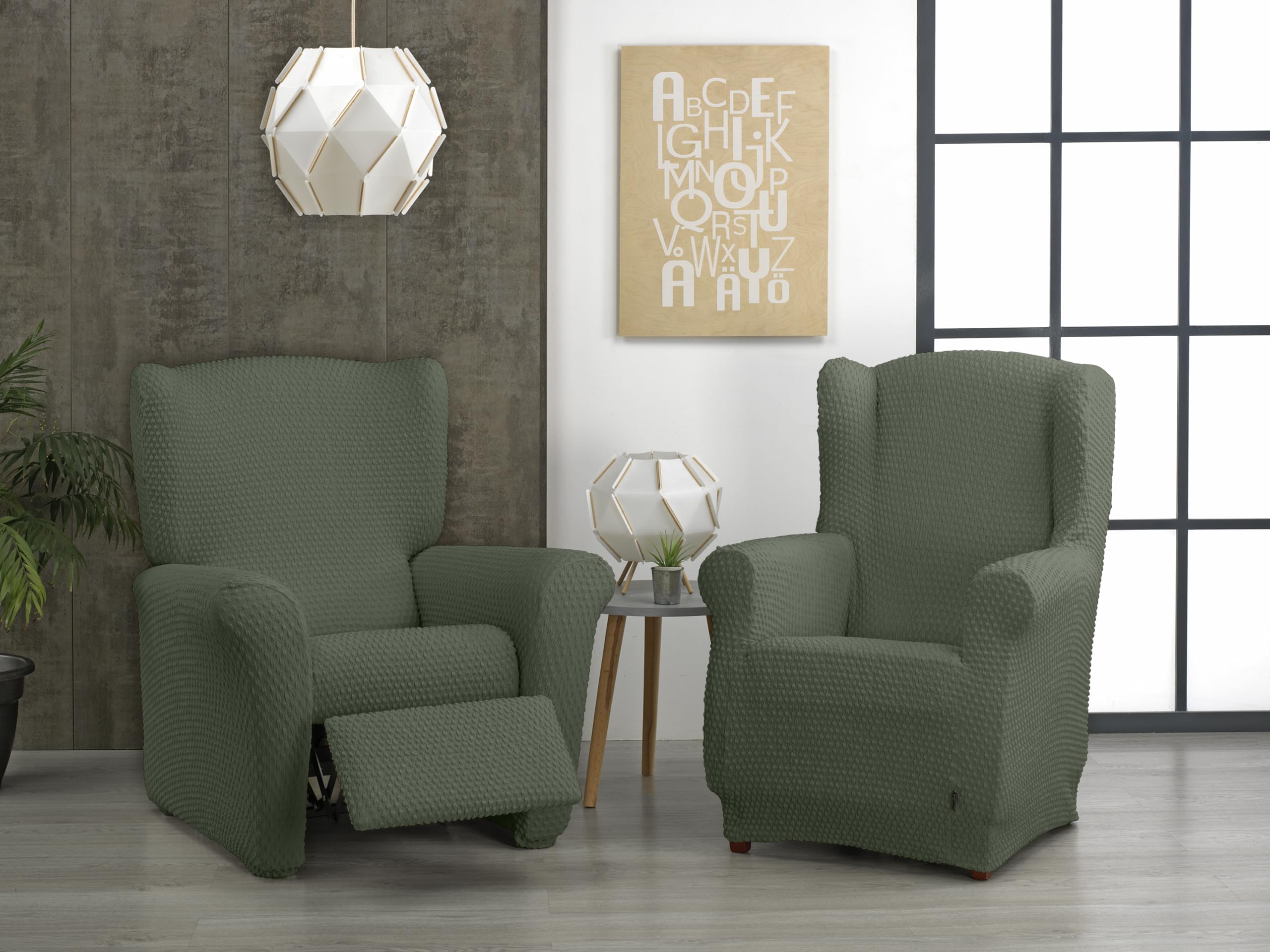 Estoralis | BORNEO | Copripoltrona relax | Tessuto super elastico C/ 12 Verde scuro | Per poltrona Relax da 70 a 90 cm. | Adattabile a tutti i tipi di poltrone relax | Super regolabile