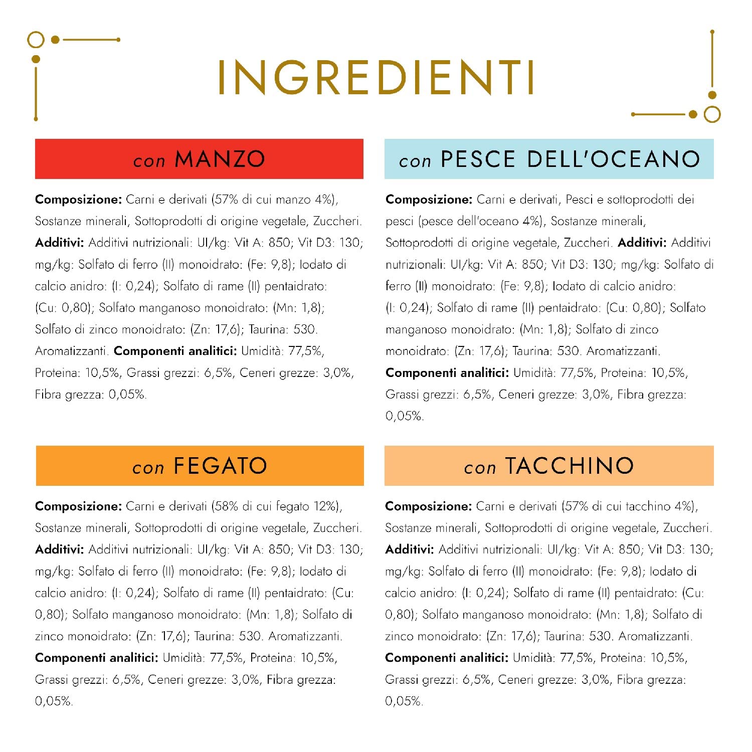GOURMET GOLD Cibo umido per gatti adulti Mousse con Pesce dell'Oceano, Fegato, Tacchino e Manzo 96 lattine da 85g