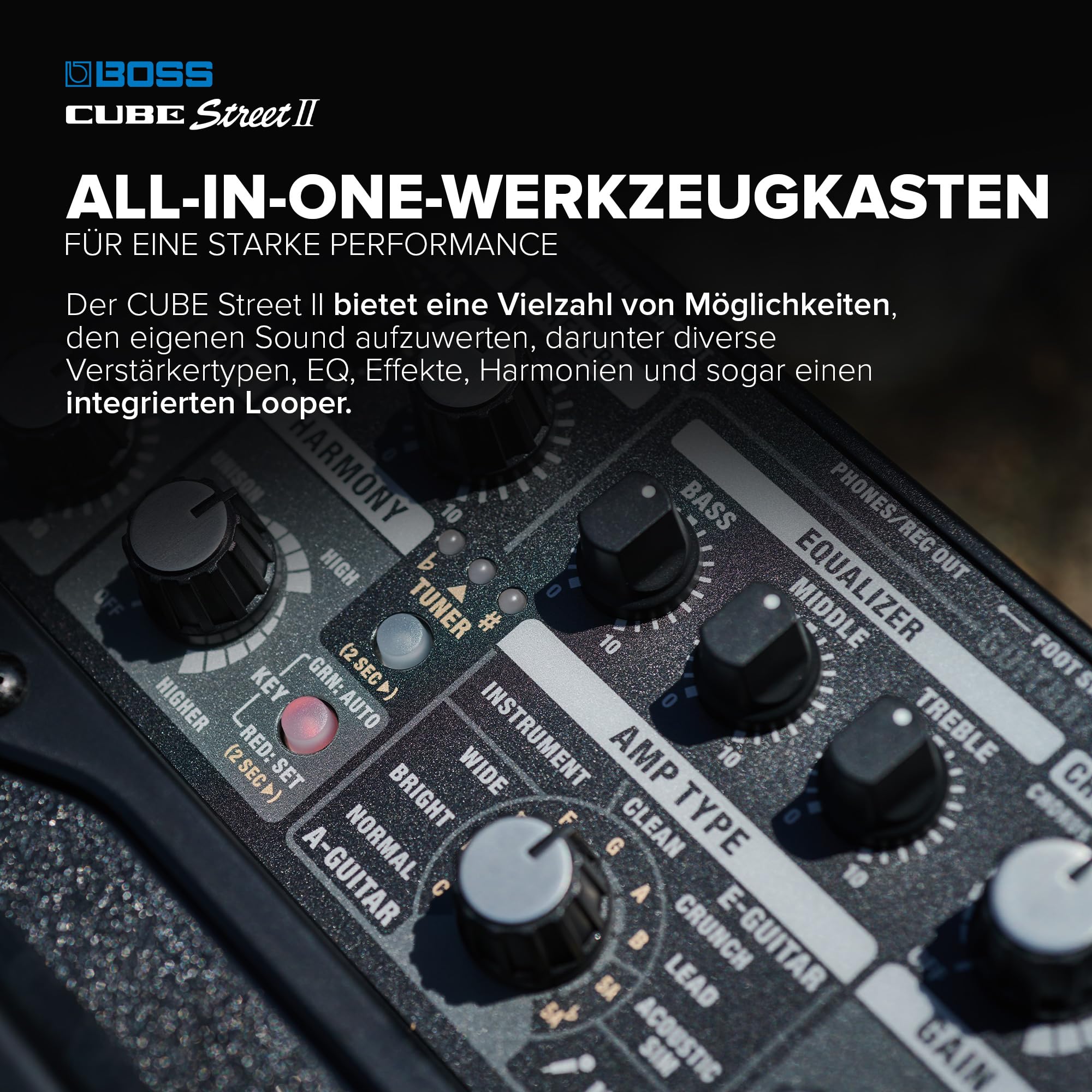 BOSS Cube Street II | Tragbarer batteriebetriebener Stereoverstärker | Hochwertiger Sound | Perfekt für Straßenmusik | Anschluss von Mikrofonen, Instrumenten & Audiogeräten | Rot
