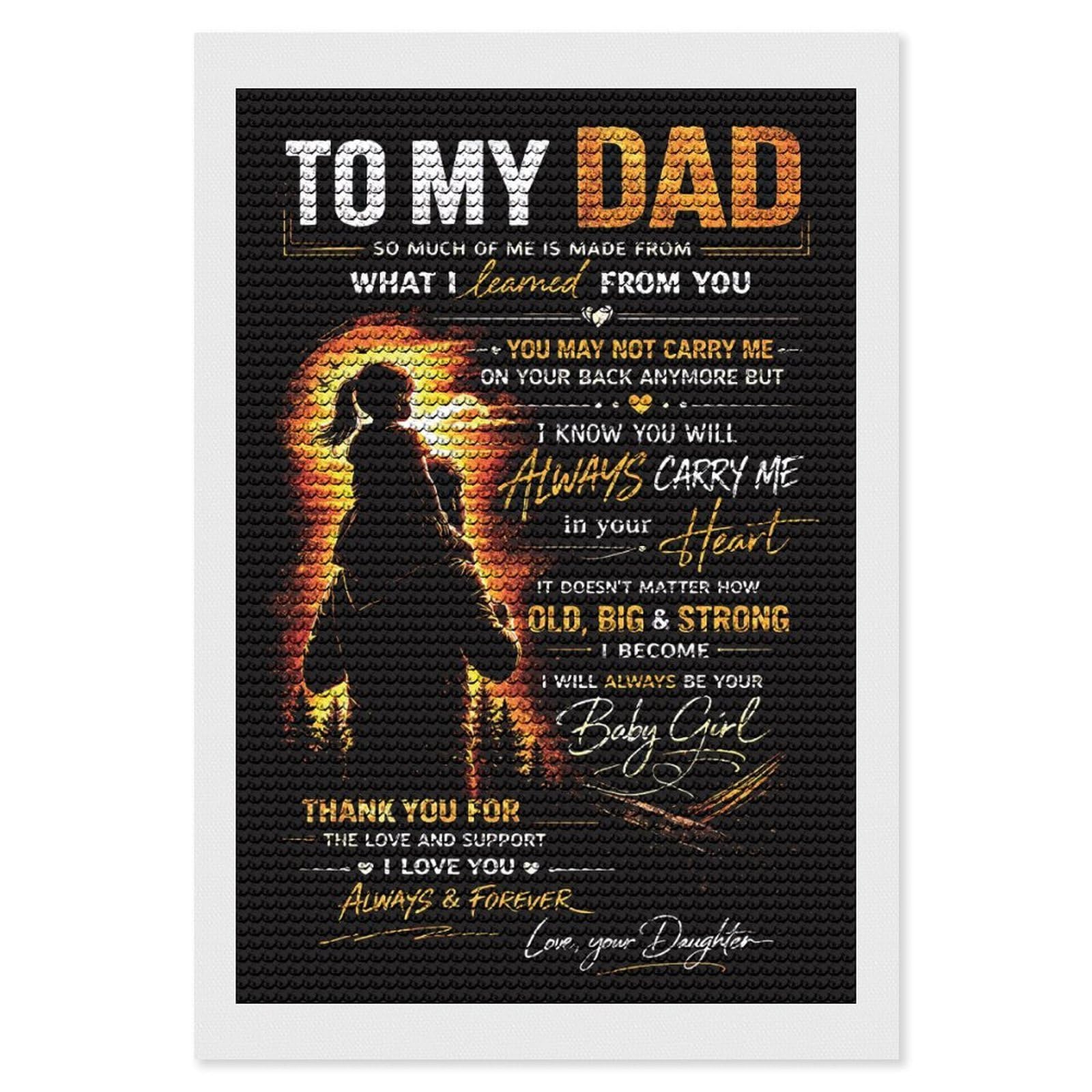 Junmoney to My Dad from Daughter Sentimental Gift Diamond Painting Kit 8"x12", Easy Handmade Project, Easy to Enjoy, Aesthetic Room Decor, Christmas Gift