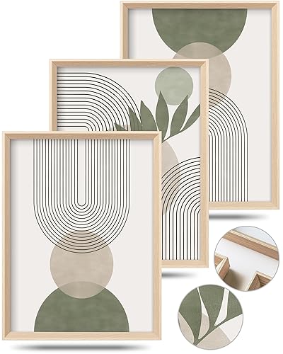 HesenDot Boho Sage Green Framed Wall Art, 12x16in High Framed