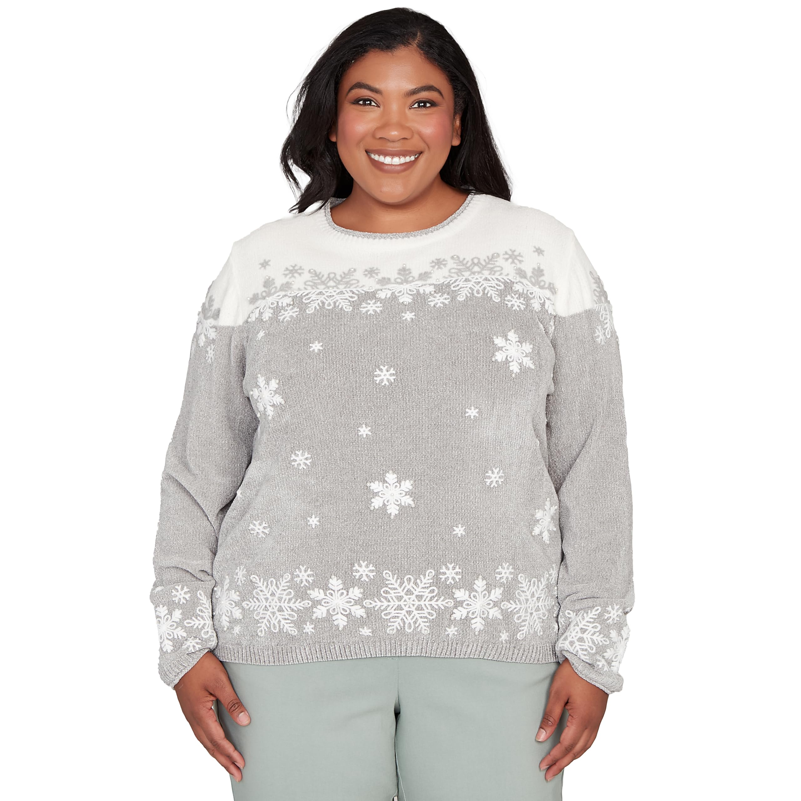 Snowflake Embroidery Chenille Sweater