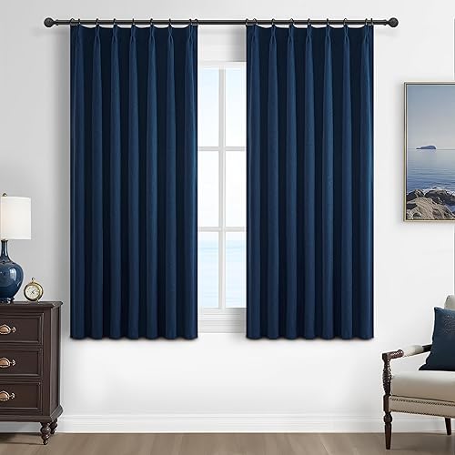 Miniatura 72 de Cortinas opacas térmicas 100% de 84 pulgadas de longitud, juego de 2 paneles para dormitorio, cortinas de ventana de lino con pinzas plegadas con