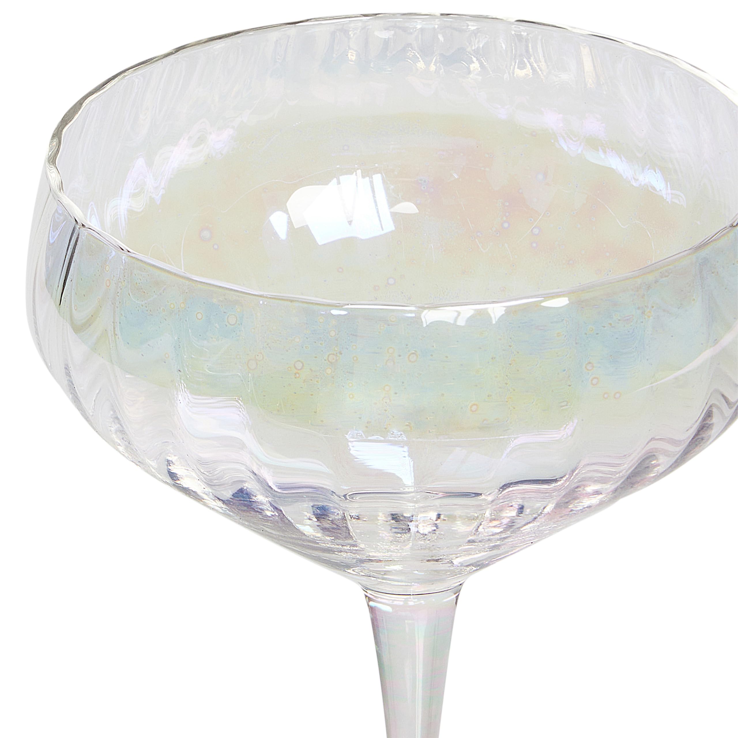 Champagnerschalen 4er Set transparent 300 ml schimmernd geriffelt Morganite Küche, Haushalt & Wohnen