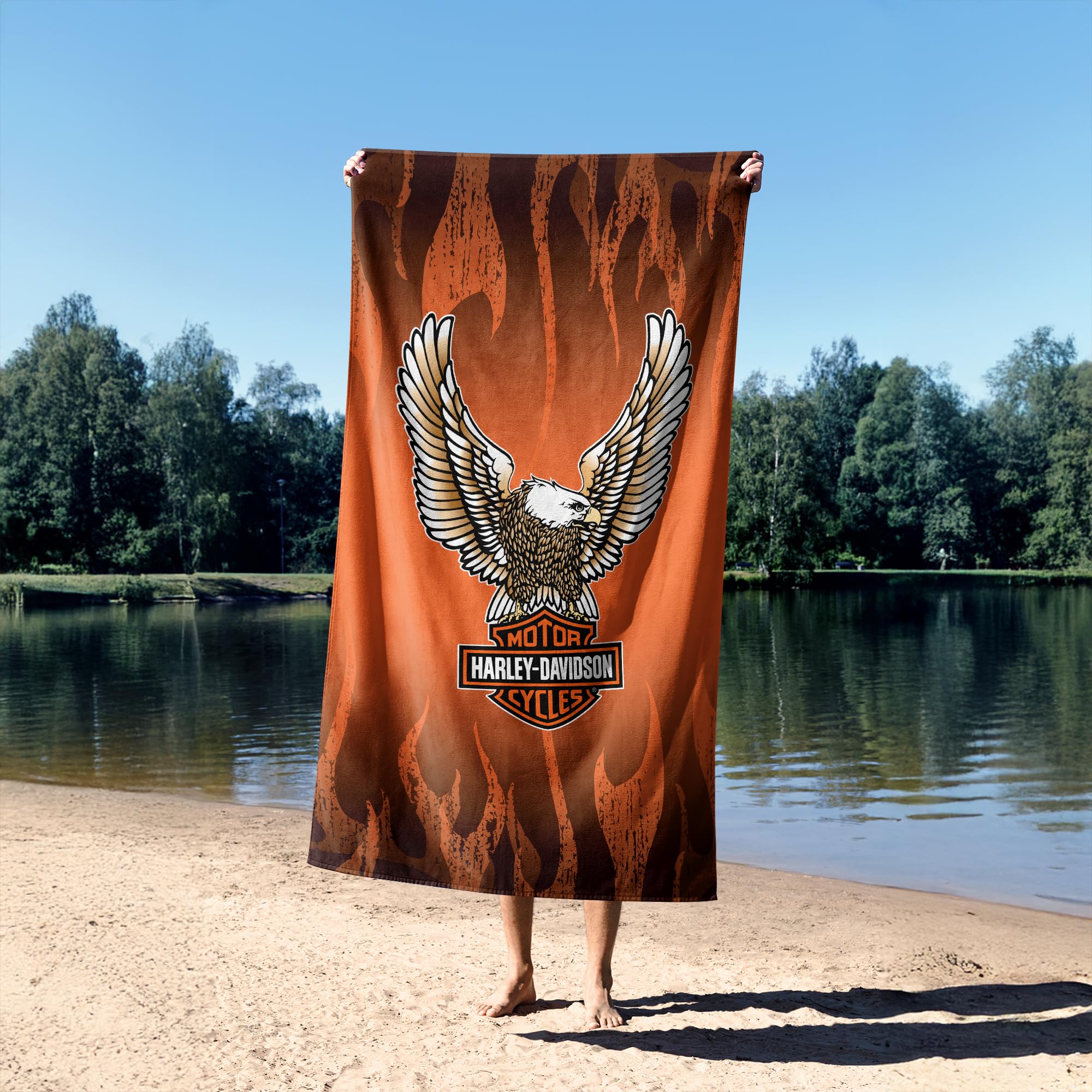 Northwest Harley-Davidson Flying Flames Sandfreies Strandtuch, 88,9 x 152,4 cm