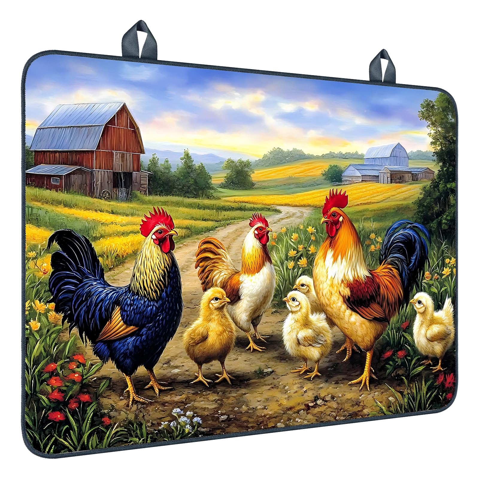 Nuxovilar Farm Rooster Stove Top Cover, 20.47x28.34 Inches Polyester Mat