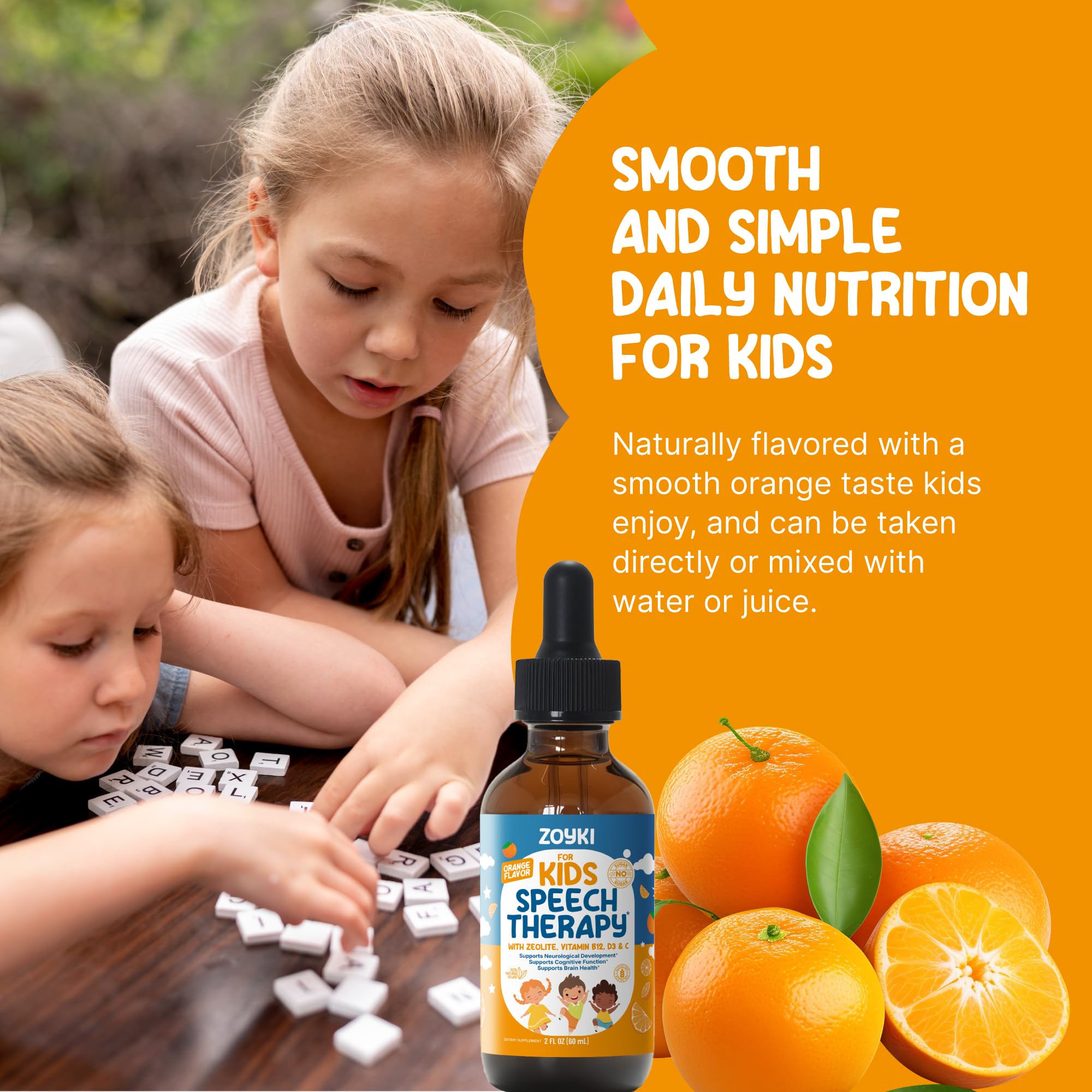 Speech Therapy Drops for Kids - Speech Support Supplement for Communication Delay Cognitive Function Language & Brain Development with Zeolite Vitamins B12 D3 C - Sugar Free Gluten-Free Vegan — Amazon image 6