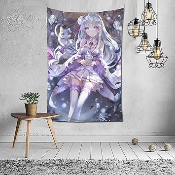 Amazon Co Jp ゼロから始める異世界生活 タペストリー 人気 アニメ タペストリー 多機能壁飾り ファブリック装飾 部屋 窓カーテン 装飾用品 可愛い おしゃれ ウォールアート 個性装飾ギフト贈り物 ホーム キッチン
