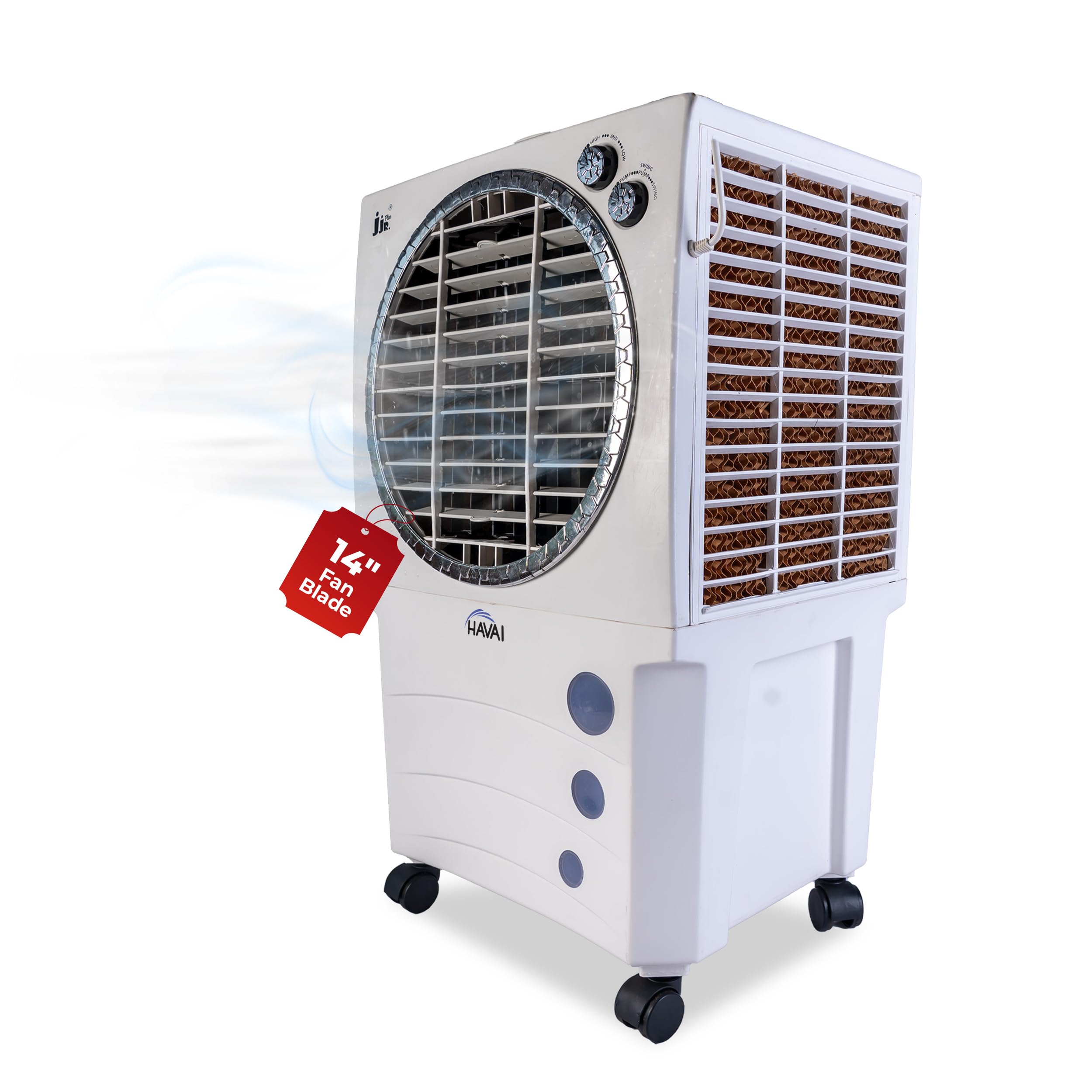 HAVAI JJR Plus Air Cooler |14 inch Fan Blade | 200 Sq. Ft Area Coverage |12-Foot Air Throw | 65 Litre Tank Capacity, Three Side Honeycomb, Ice Chamber, 1 Year Warranty-image-3