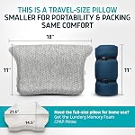 Lunderg Travel-Size CPAP Pillow for Side & Back Sleepers - Memory Foam with Adjustable Height & Travel Bag Included - Helps Reduce Mask Leaks & Pressure - Works with All CPAP Masks