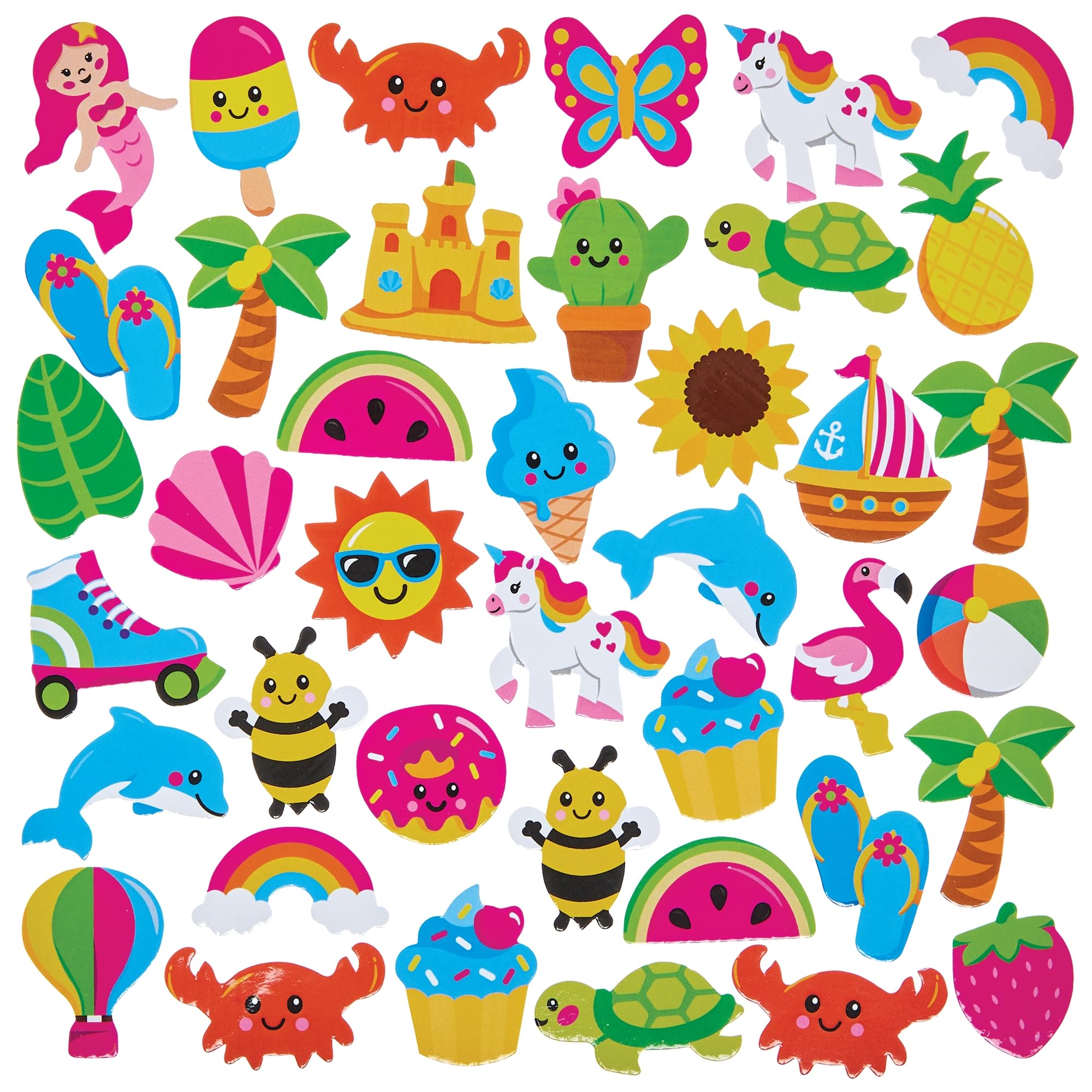 Baker Ross FN415 Summer Foam Stickers - Pack of 150, Stickers for Kids Arts and Crafts