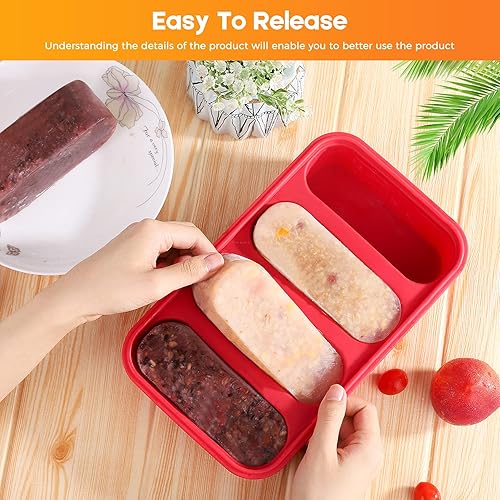 Miniatura 3 de Bandejas de silicona para congelador, bandeja extra grande para cubitos de hielo para sopa, moldes para congelación de alimentos, 4 cubos de