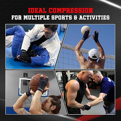Miniatura 6 de Grappz Guantes de compresión atléticos con soporte para los dedos, alternativa de férula para dedos atléticos y cinta de gatillo, funda y soporte