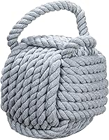 Vista 2 de Tope decorativo para puerta de algodón con nudo de cuerda náutica, color gris