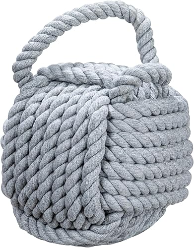 Miniatura 2 de Tope decorativo para puerta de algodón con nudo de cuerda náutica, color gris