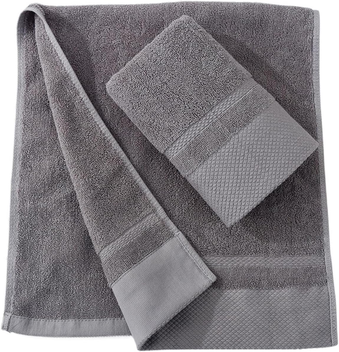 3 Pack Cotton Towels, Thick 40s Yarn Face Bath Towels, Absorbent & Soft for Home(Grey)