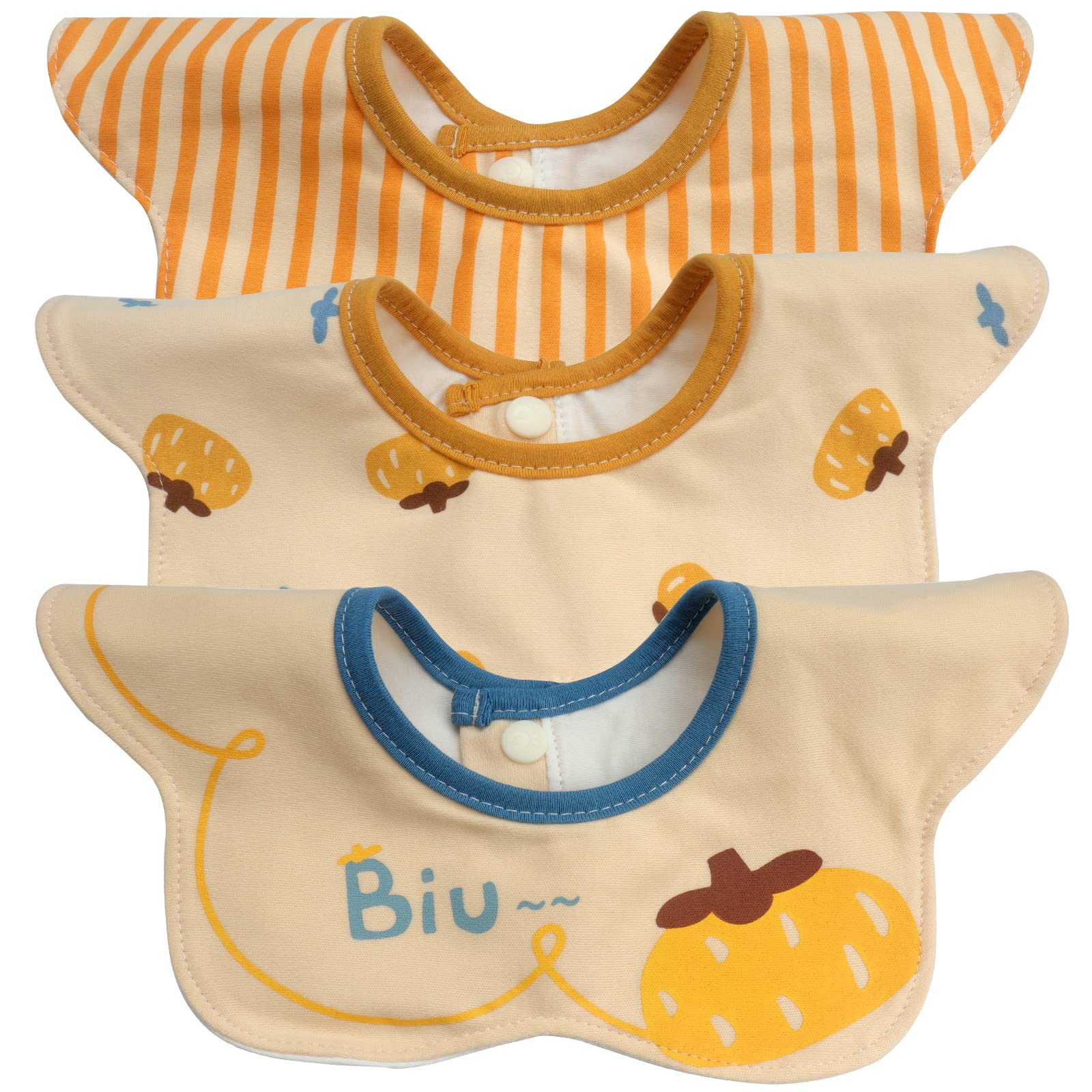 3-piece baby bibs cotton waterproof saliva towel bibs for babies teething, drooling, toddlers drooling soft absorbent drool towel