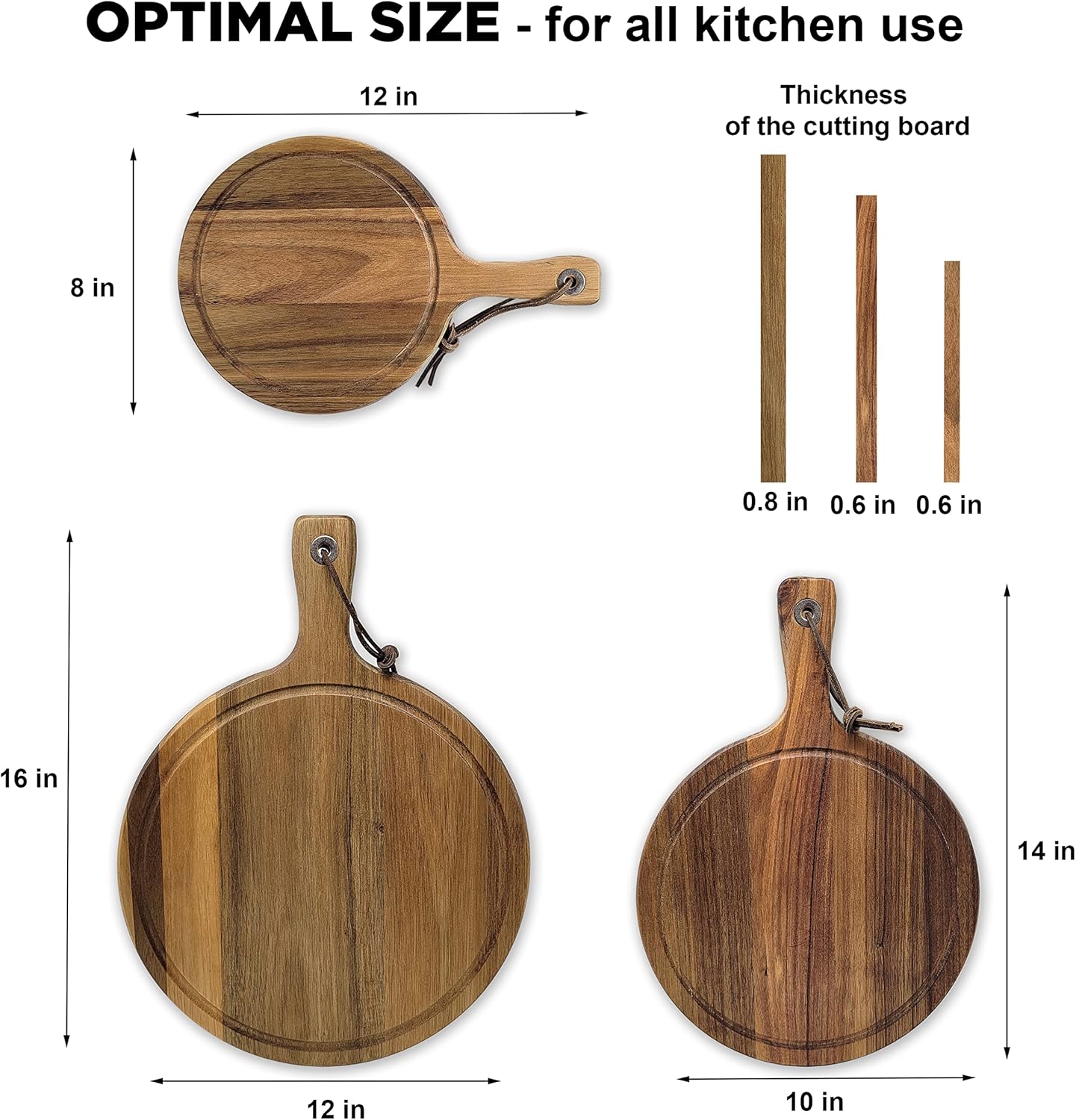 Acacia Wood Cutting Boards with handle/Cheese Board-Acacia Cutting Board/Charcuterie Boards-Wood Cutting Board Set/Wooden Chopping Board Set of 3-Kitchen Gadgets