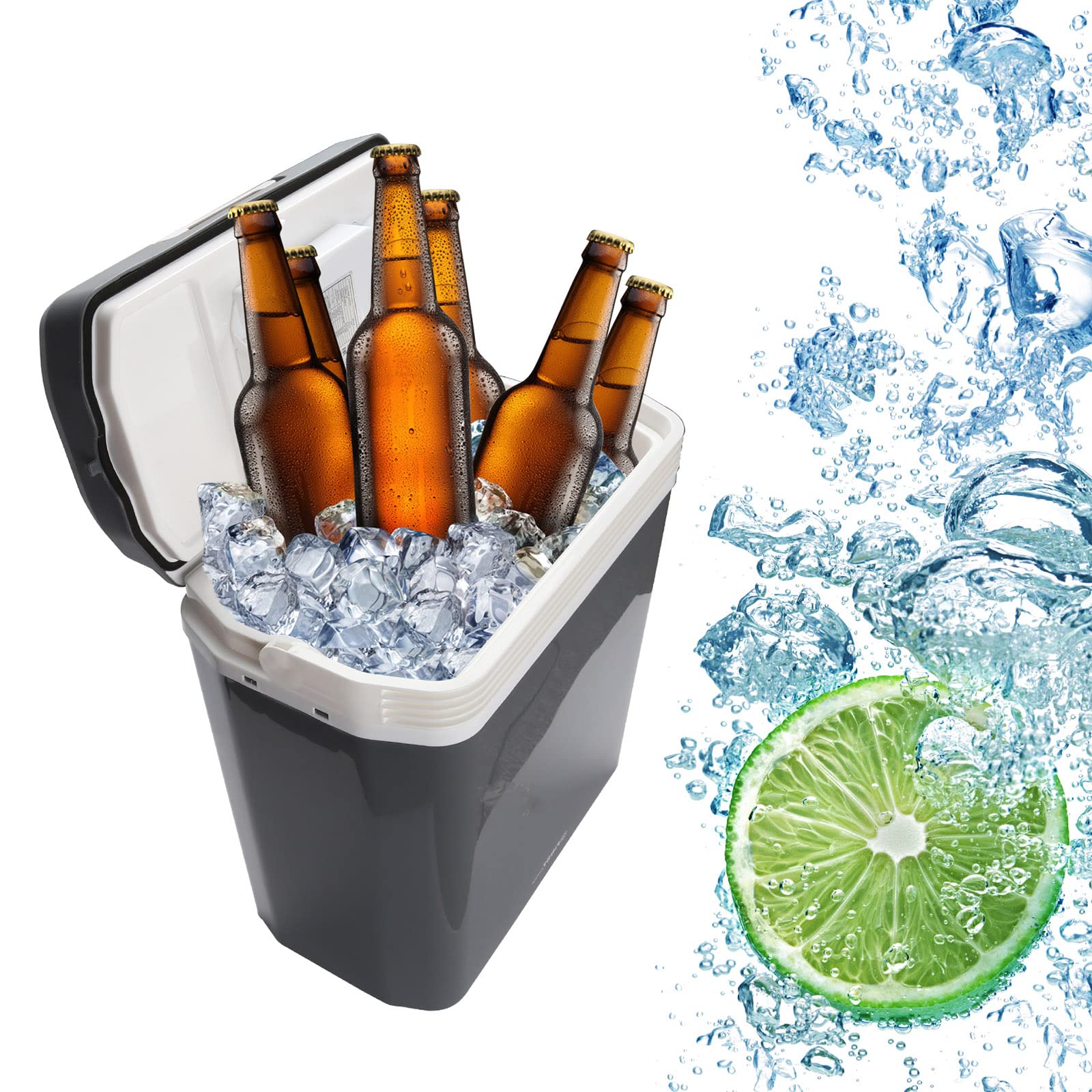 Randaco Nevera Eléctrica Portátil, 32 litros Mini Nevera portátil de 230 V y 12 V para vehículos Coches Camping, Enfría y calienta, Refrigerador Pequeño Portátil, Gris