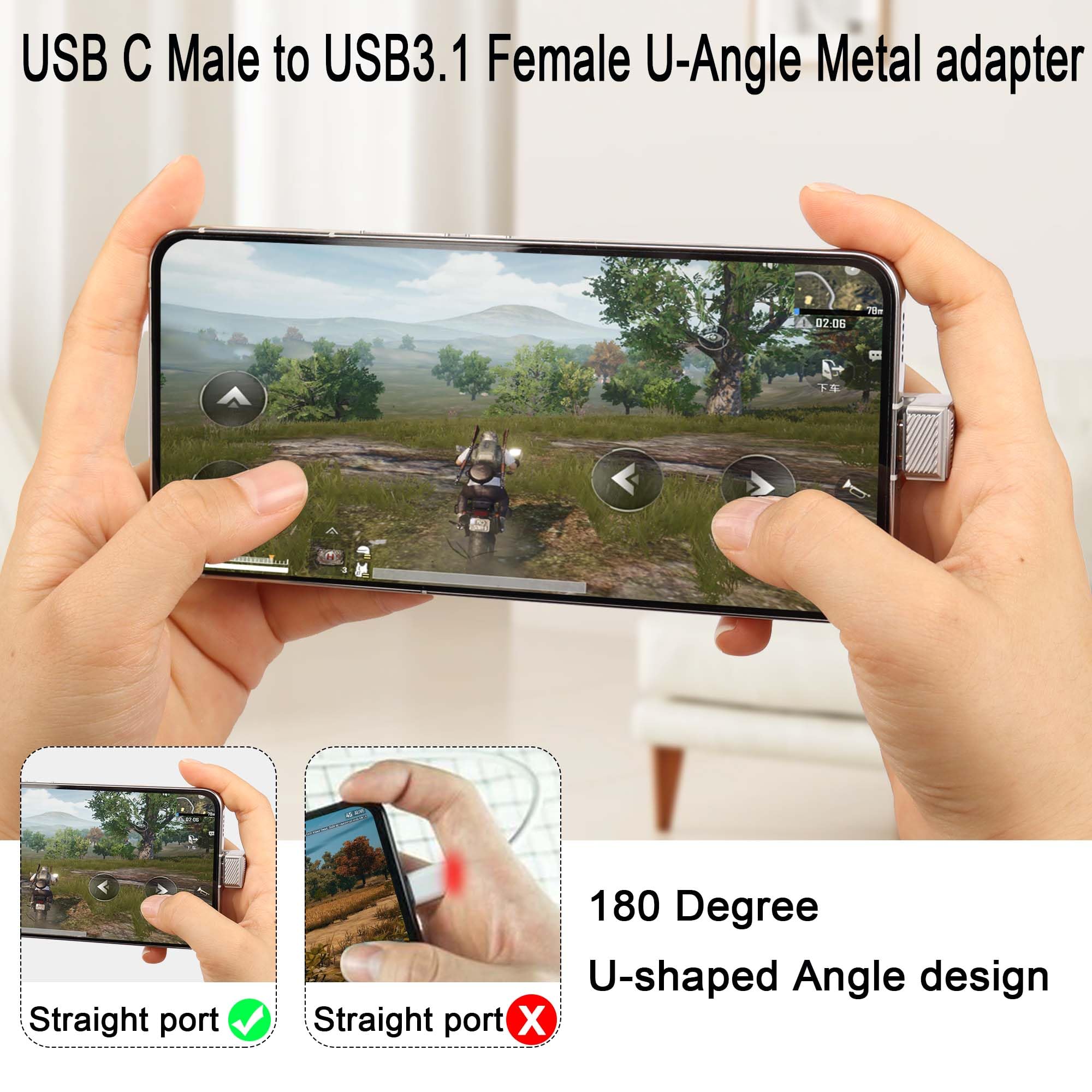 QIANRENON U-Form USB 3.1 Adapter – 10 Gbps, 180 Grad, Stecker Auf Buchse Für Schnelles Laden & Daten