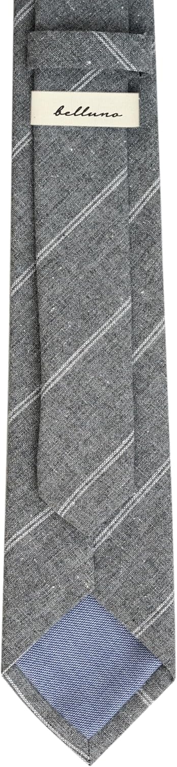 BELLUNO 2.5 inch Skinny Ties for Men, Solid Cotton Linen Neckties - Image 5