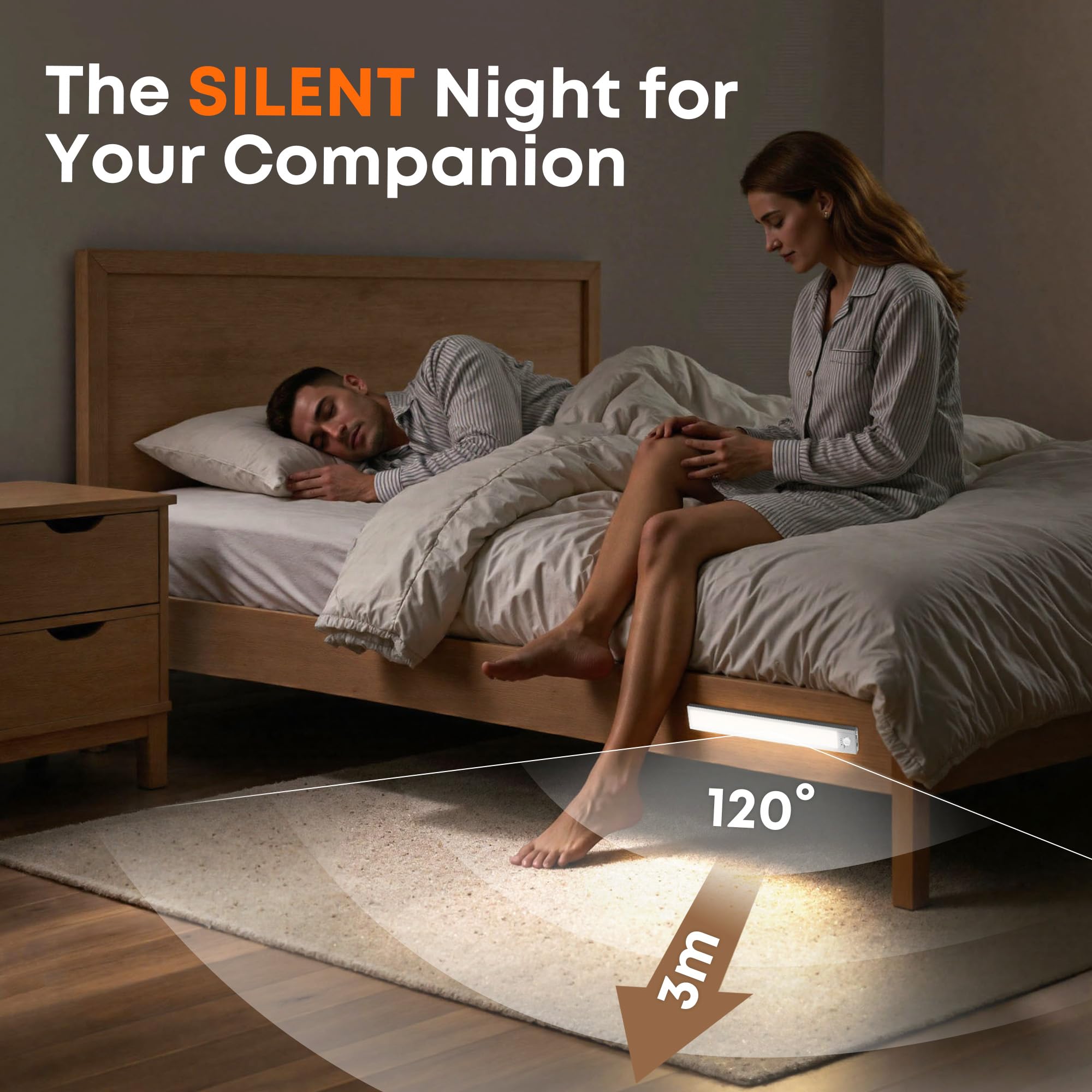 LROLTEF Luce LED Sottopensile Cucina 21CM 1500mAh 3 Temperature Colore 32 LED Sensore di Movimento per Luci - Luce Armadio Lampada Dimmerabile per Cucina Scale Soggiorno Bagno|2 Pezzi