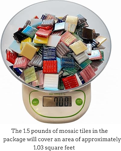 Miniatura 3 de Azulejos de mosaico a granel de 1.5 libras para manualidades, que constan de una mezcla de azulejos de mosaico iridiscentes y azulejos de mosaico de