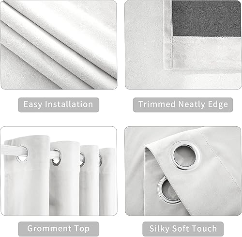 Miniatura 5 de WiseWater Cortina opaca para ventana, cortinas de terciopelo con ojales, cortinas opacas de lujo, 2 paneles de cortina con bloqueo de luz, cortinas