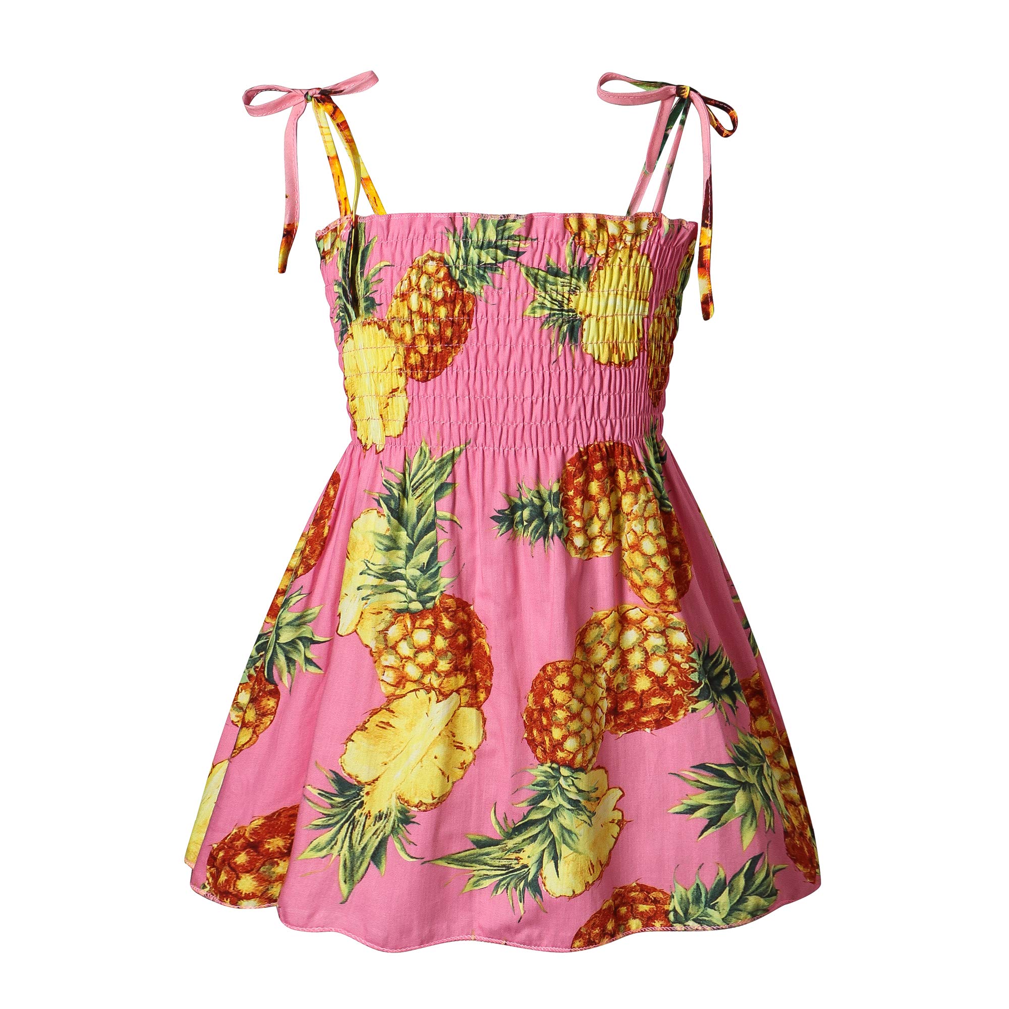 Kids Toddler Baby Girls Summer Dress Sleeveless Halter Sundress Strap Tutu Skirt Beach Clothes 1-5T (Pink Pineapple, 4-5T)