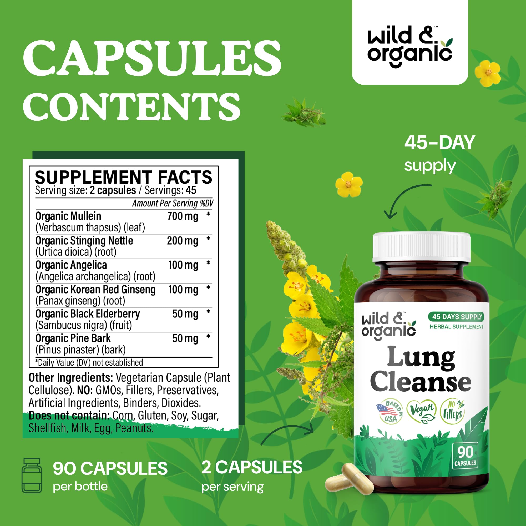 Wild & Organic Lung Cleanse Capsules - Lung Support - 90 Count — Amazon image 3