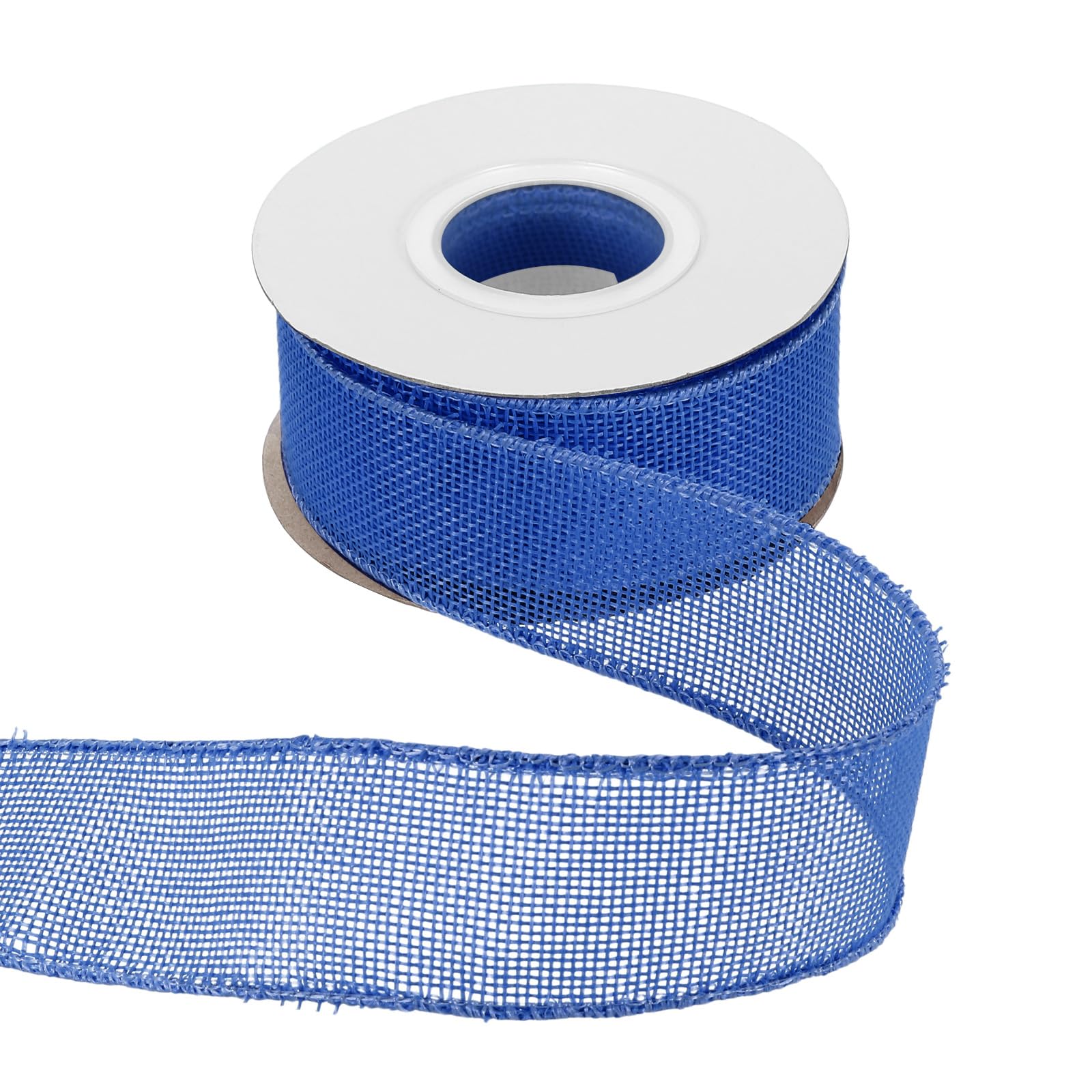 sourcing map Burlap Wired Ribbon 1-1/2" x 10 Yards Wired Edge Ribbon Cross Linen Woven Strap for Big Bow Wreath Holiday Parties Home and Outdoor Decoration, Deep Blue — image 1