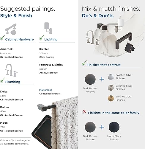 Vista 70 de Amerock BH3608226 Toallero cromado Toallero de 6-1/2 pulgadas (6.496 in) de longitud Monumento Toallero de mano para pared de baño Soporte