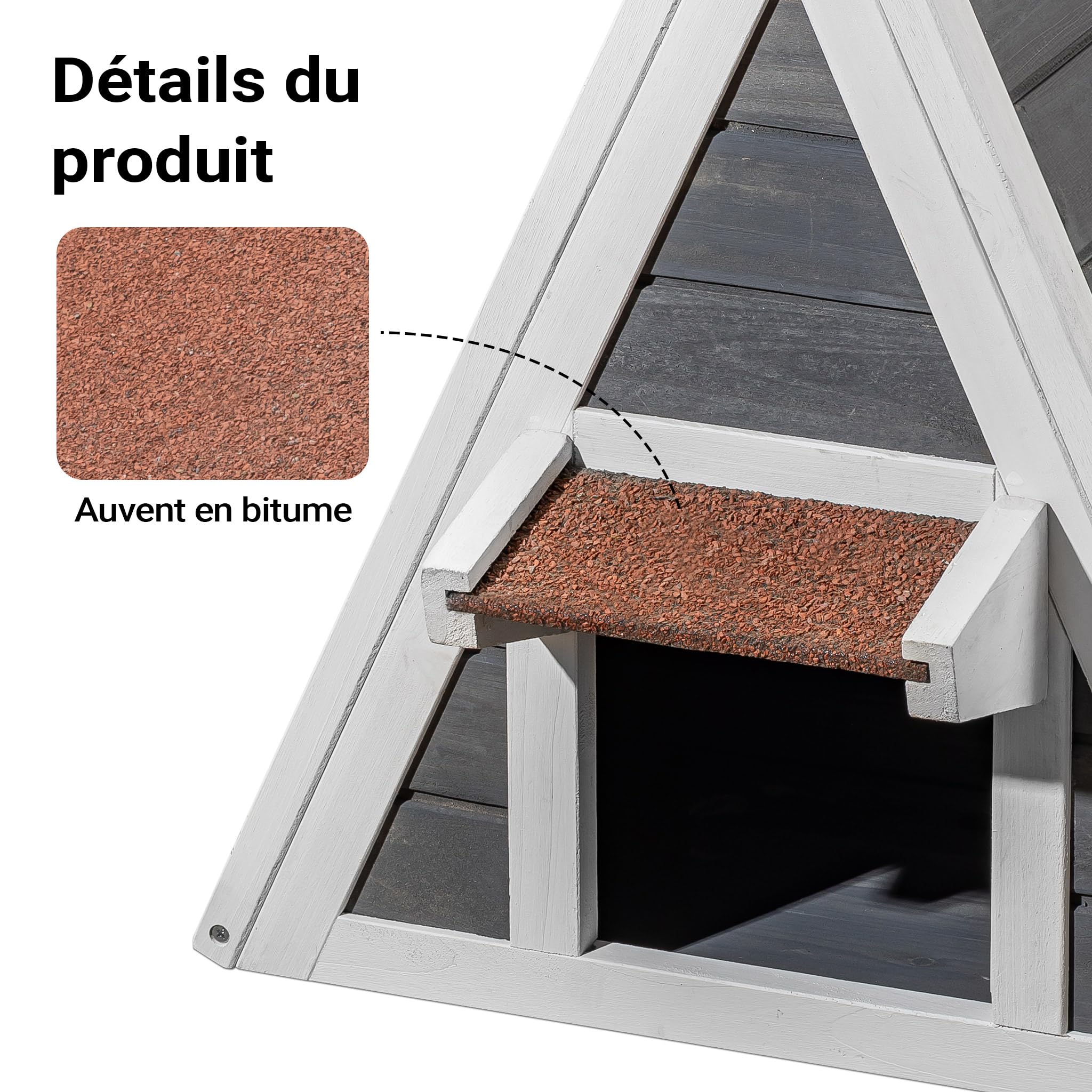 Wiltec Maisonnette pour Chat – 50 x 50 x 54 cm – en Bois résistant – avec Entrée et Porte arrière de Secours – Cabane Abri Niche pour Chats Chatons Outdoor Maisonnette extérieure