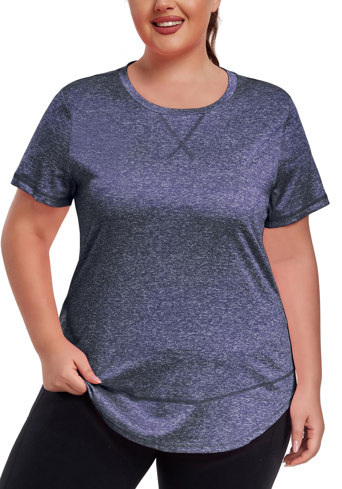Womens Plus Size Workout Tops Short Sleeve Loose fit Shirts Athletic Gym Yoga Clothing