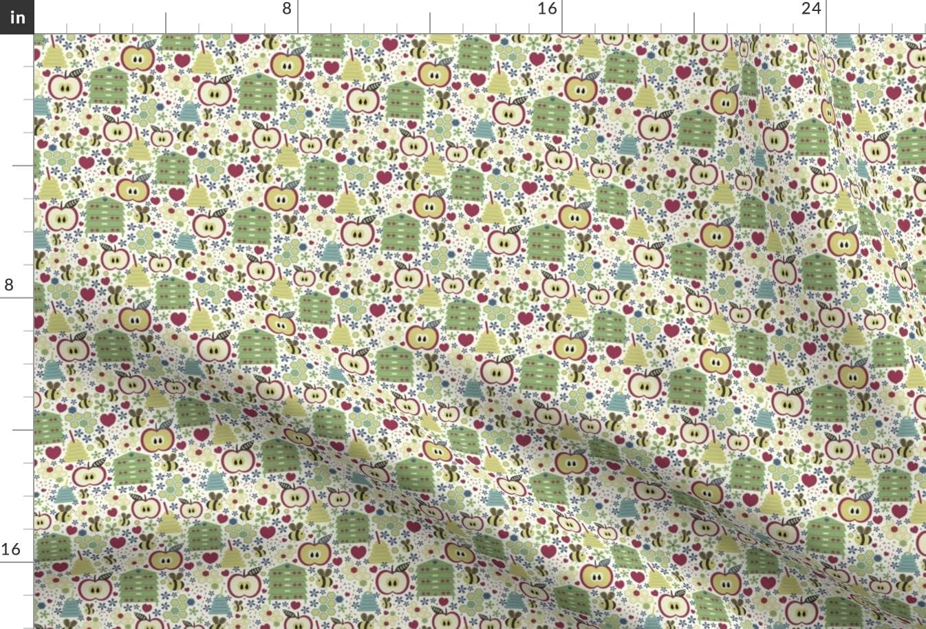Spoonflower Fabric - Year Apples Honey Beehive Bees Printed on Minky Fabric by The Yard - Sewing Baby Blankets Quilt Backing Plush